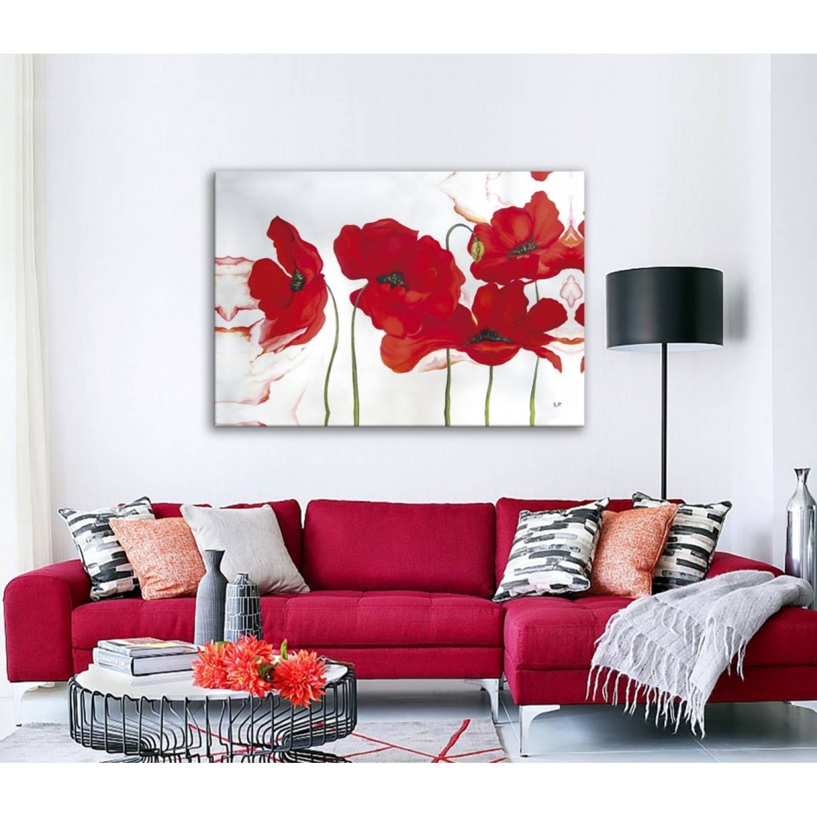 Cuadro Decorativo Para Comedor O Sala Flor Roja Abstracta