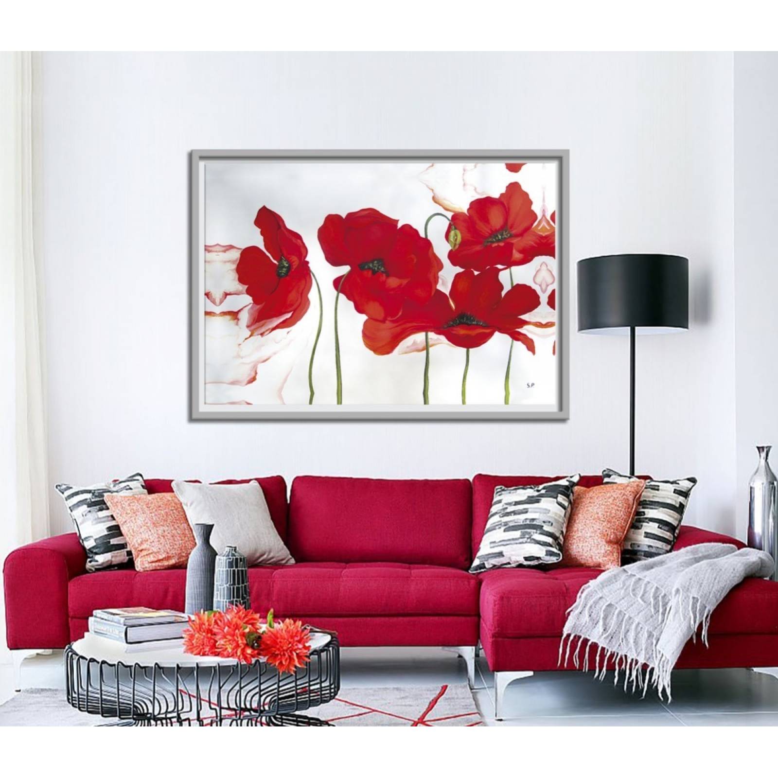 Cuadro Decorativo Para Comedor O Sala Flor Roja Abstracta