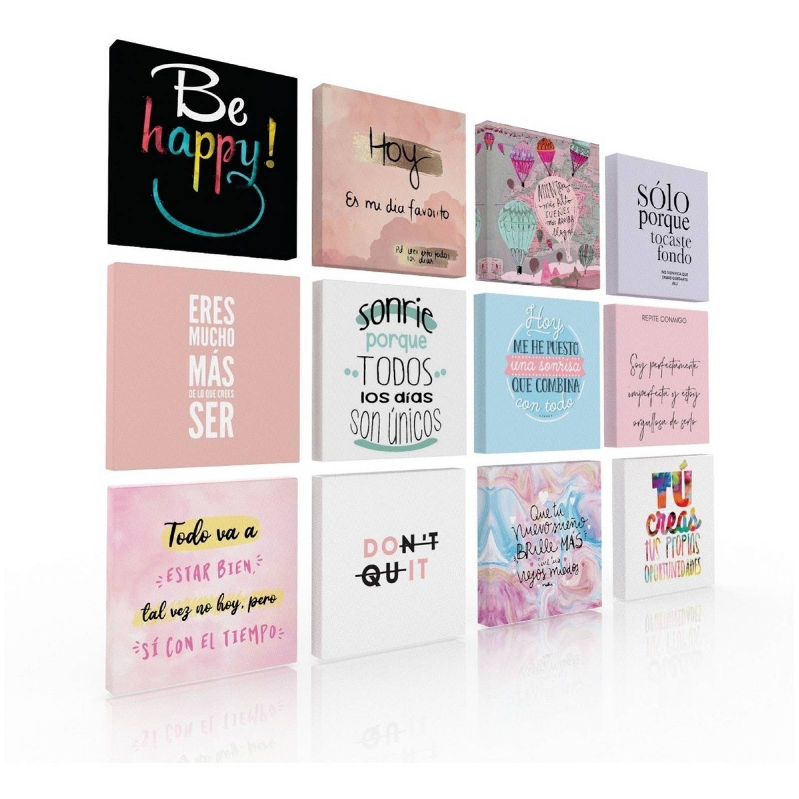 Set De 12 Cuadros Decorativos, , Frases Motivadoras