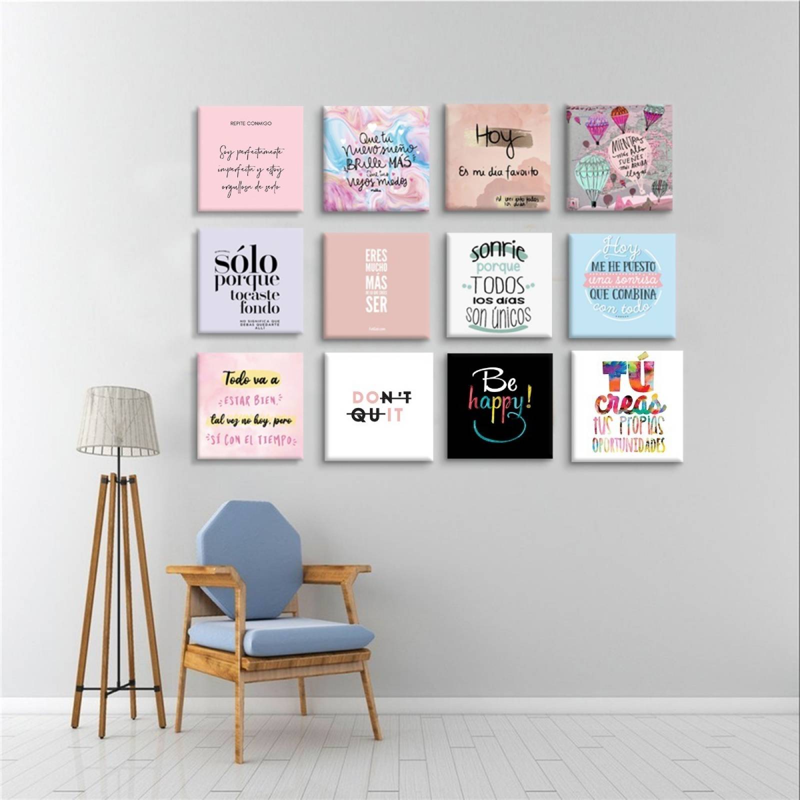 Set De 12 Cuadros Decorativos, , Frases Motivadoras