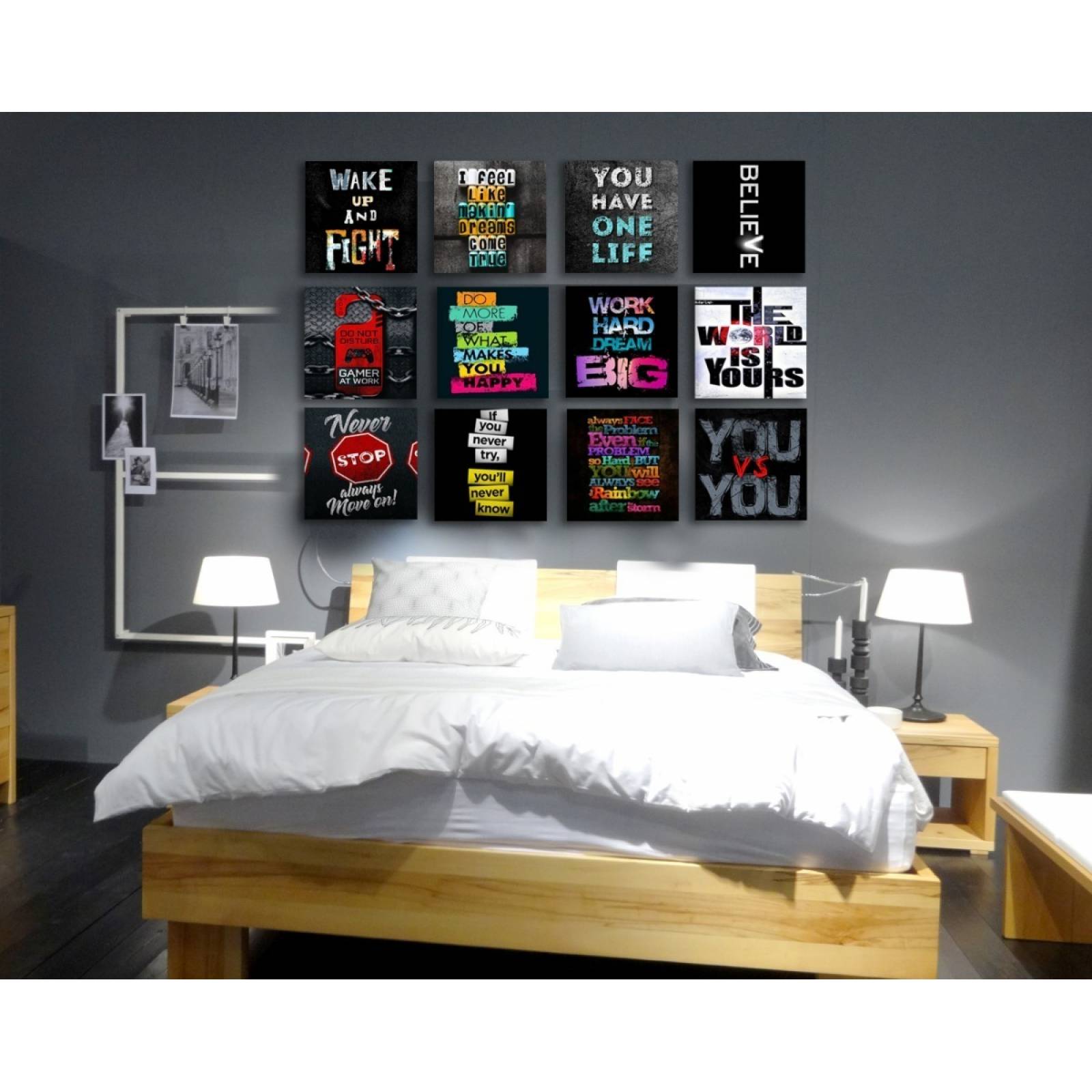 Set De 12 Cuadros Decorativos, Frase Motivadoras Para Hombre