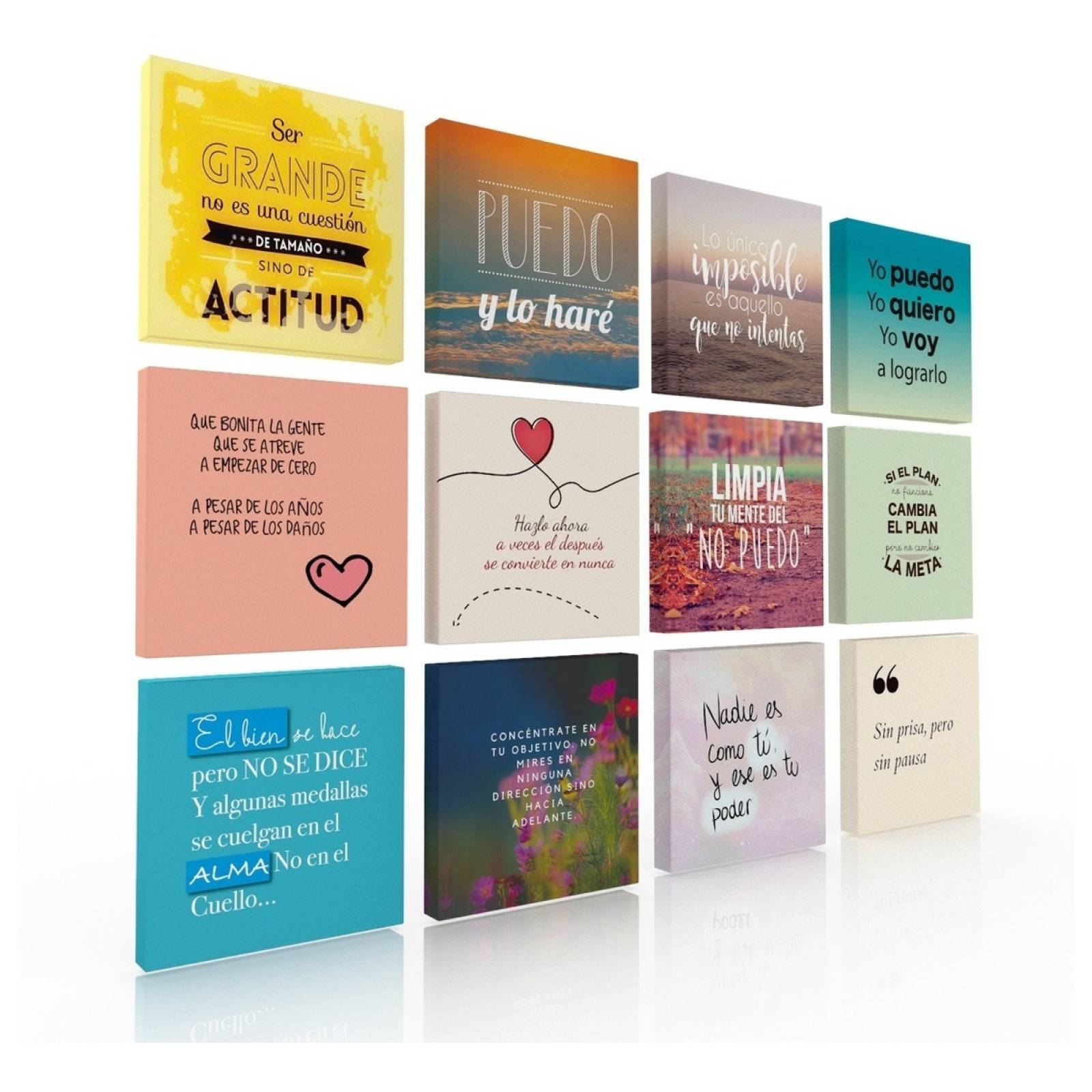 Set De 12 Cuadros Decorativos Modernos Frases Inspiradora