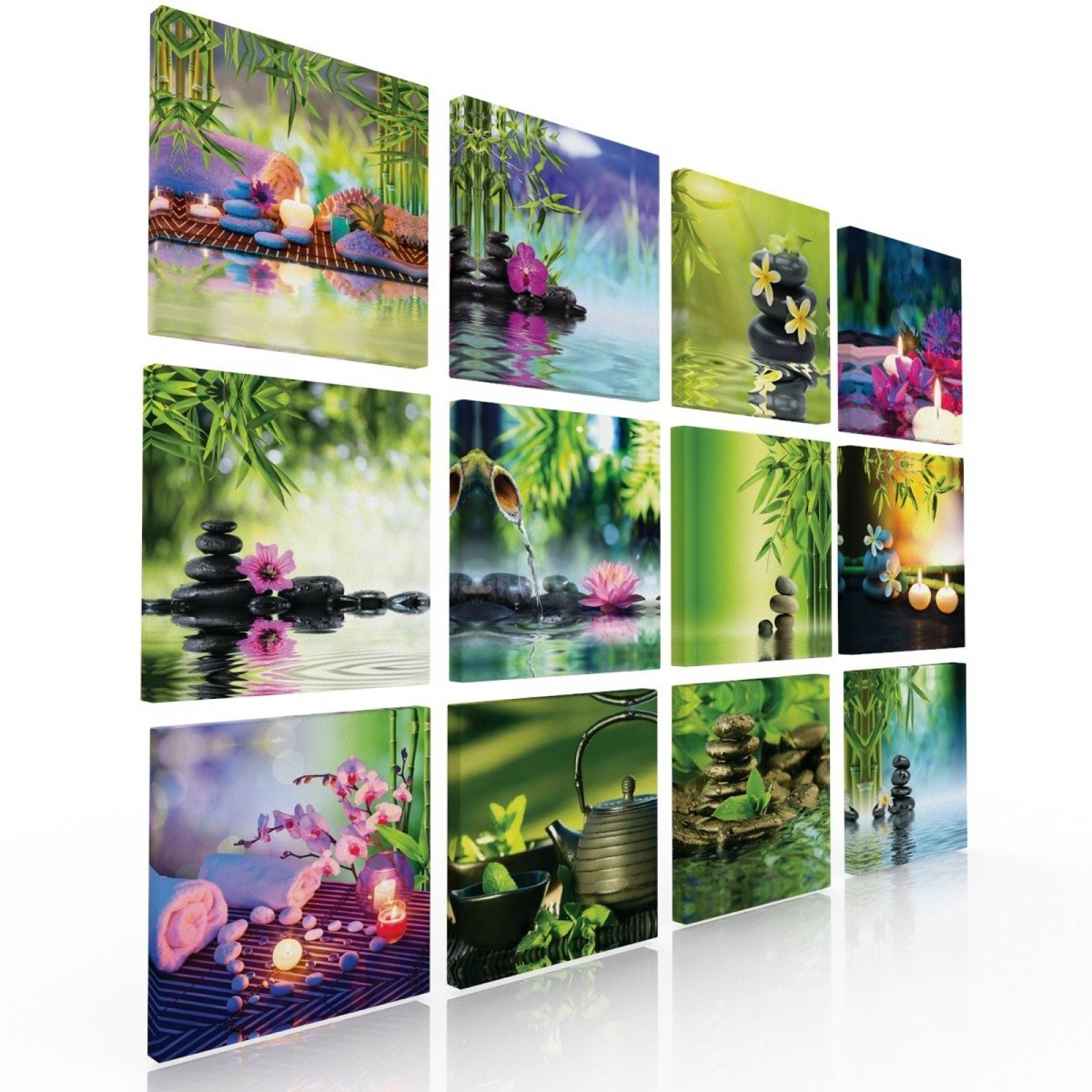 Set De 12 Cuadros Decorativos En Tela Para Salas Spa