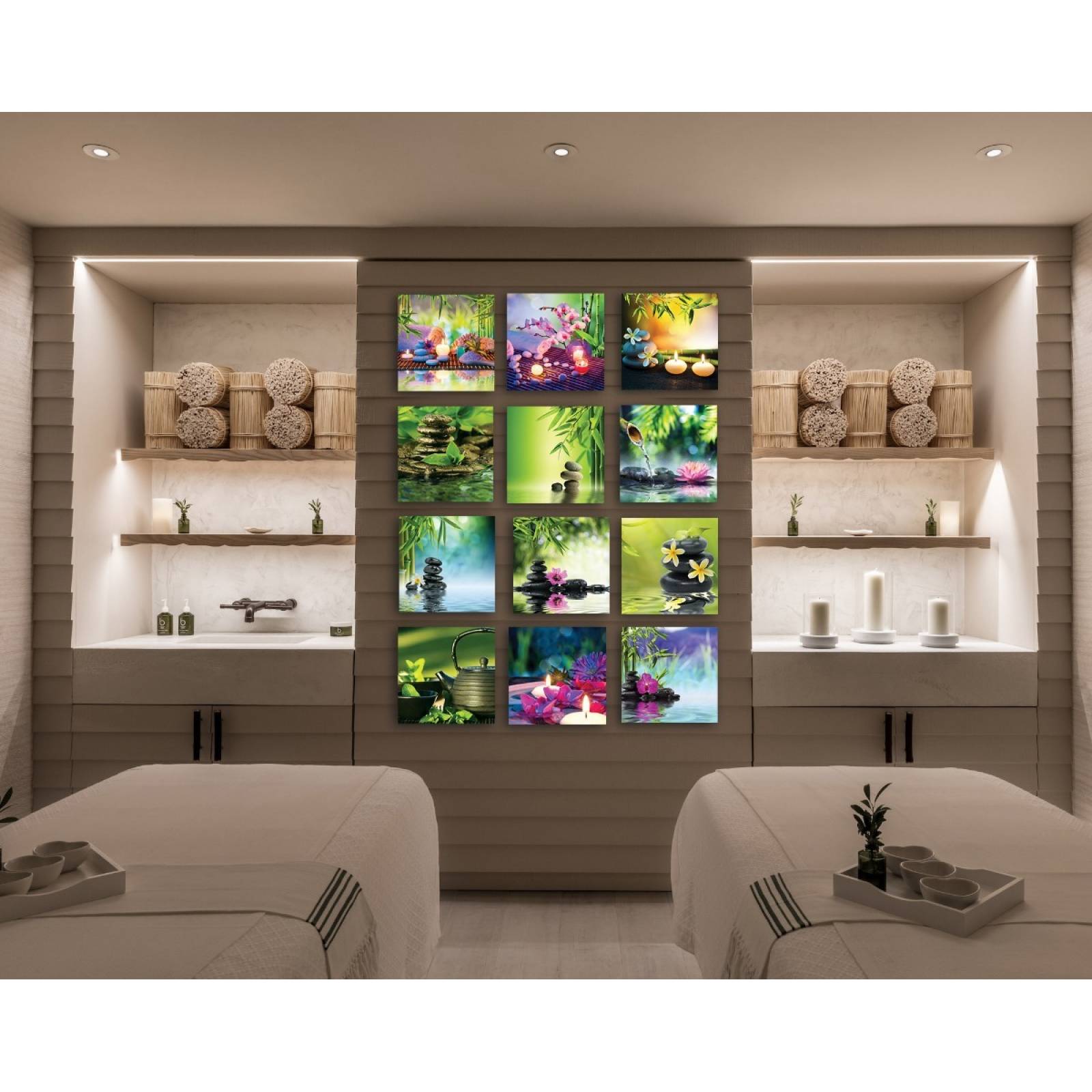 Set De 12 Cuadros Decorativos En Tela Para Salas Spa