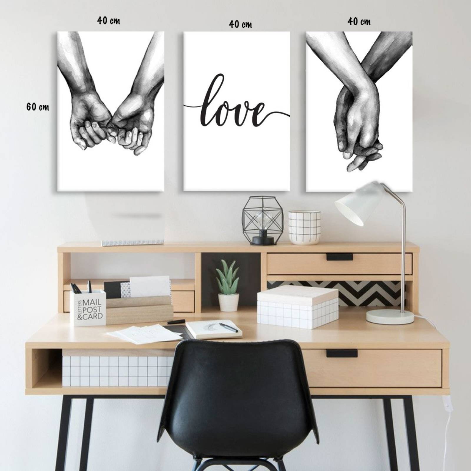 Set De 3 Cuadros Decorativos Para Recamara , Manos Love