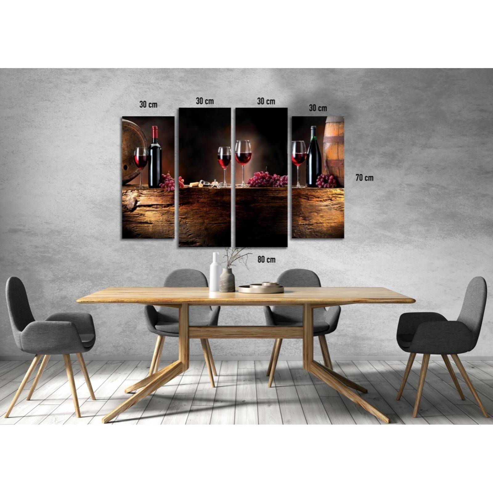 Set De 4 Cuadros Decorativos Para Comedor Vino Y Uvas Ideas Creativas Cuadro  sublimado en tela