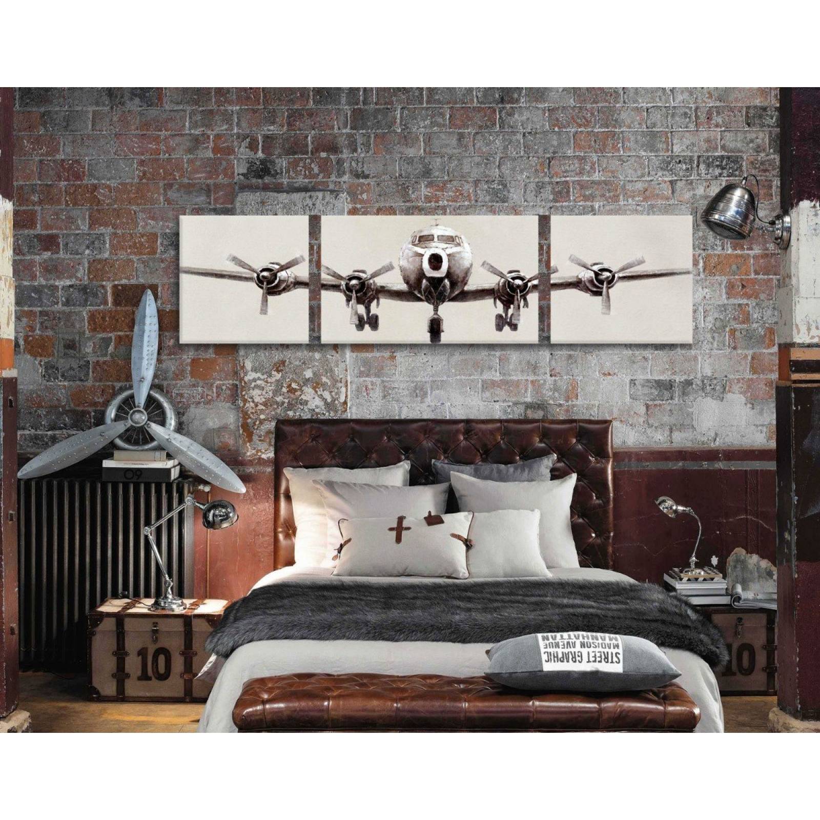 Set De 3 Cuadros Decorativos Para Recamara Avion Antiguo