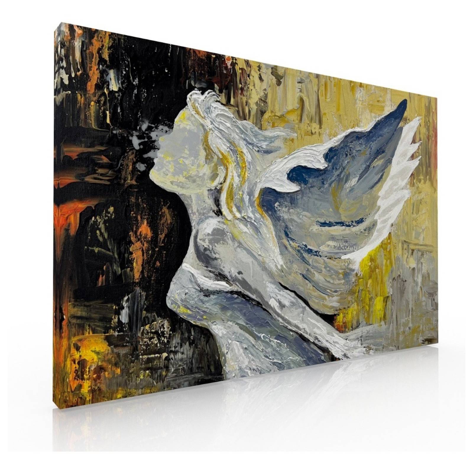 Cuadro Decorativo Canvas Para Comedor Angel Abstracto Ocre