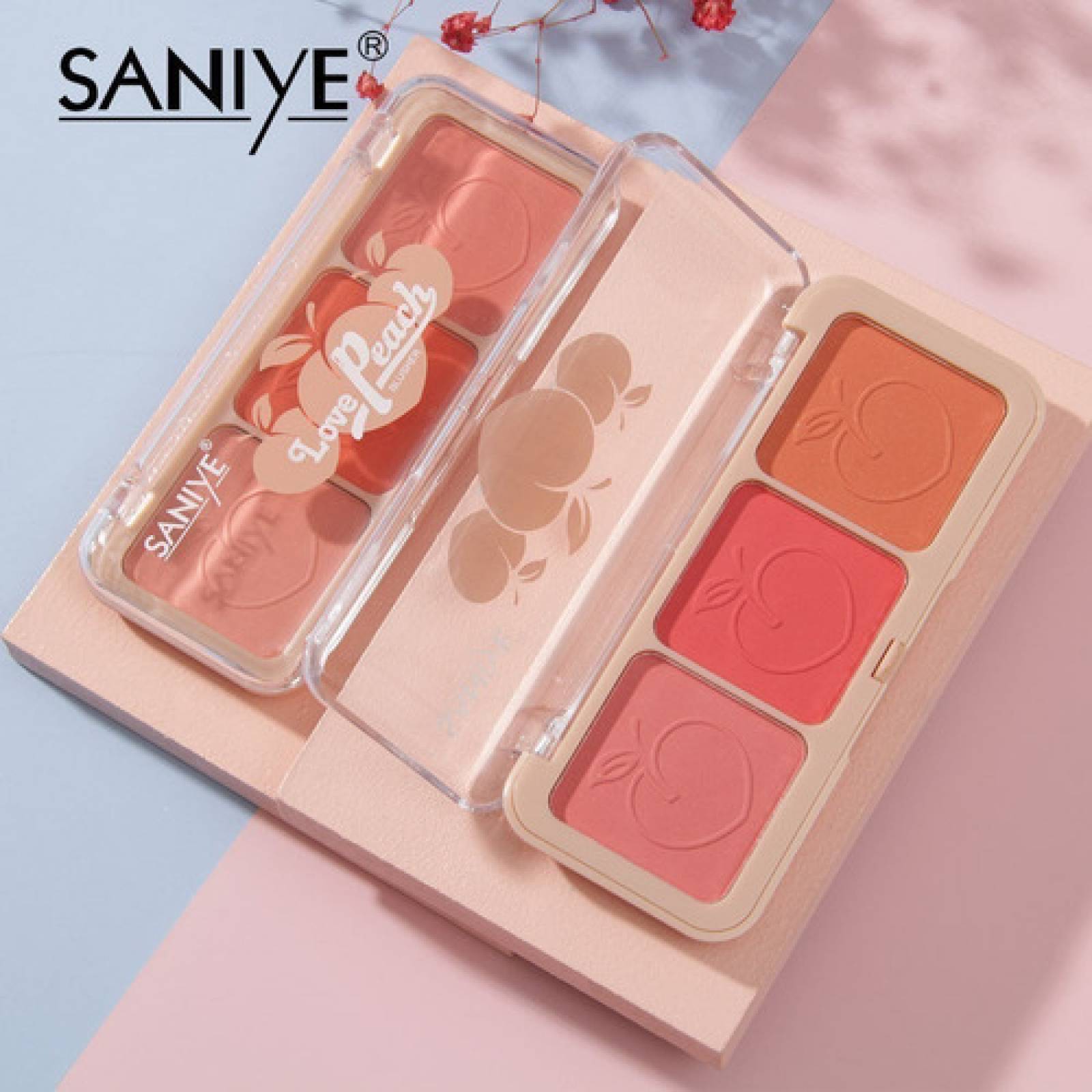 Rubor Paleta De 3 Tonos Saniye Durazno Original Mate C