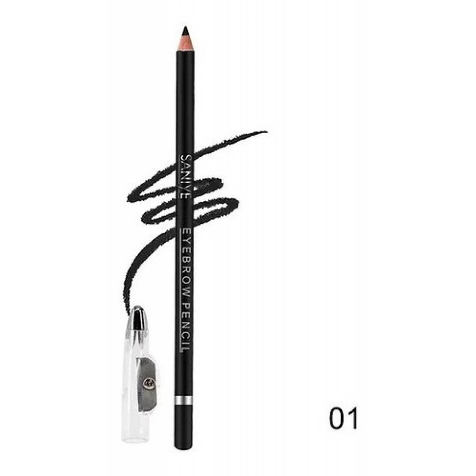 Lápiz Delineador Ceja Con Sacapuntas Saniye Original Calidad 01 negro
