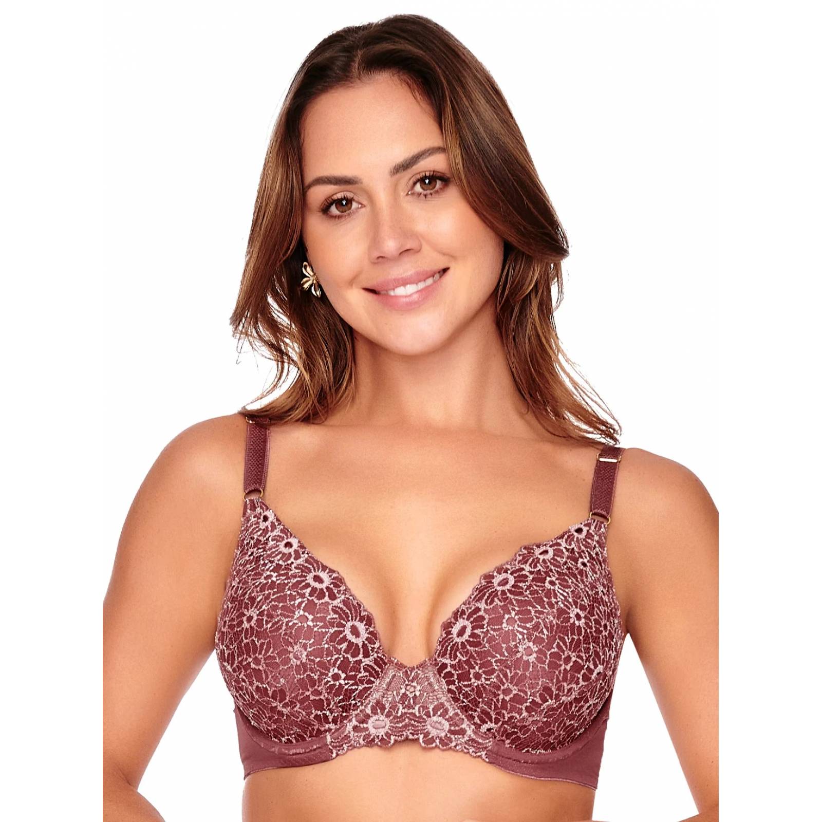 Bra Demi Ilusión push up tirantes anchos copa preformada con varilla Avellana