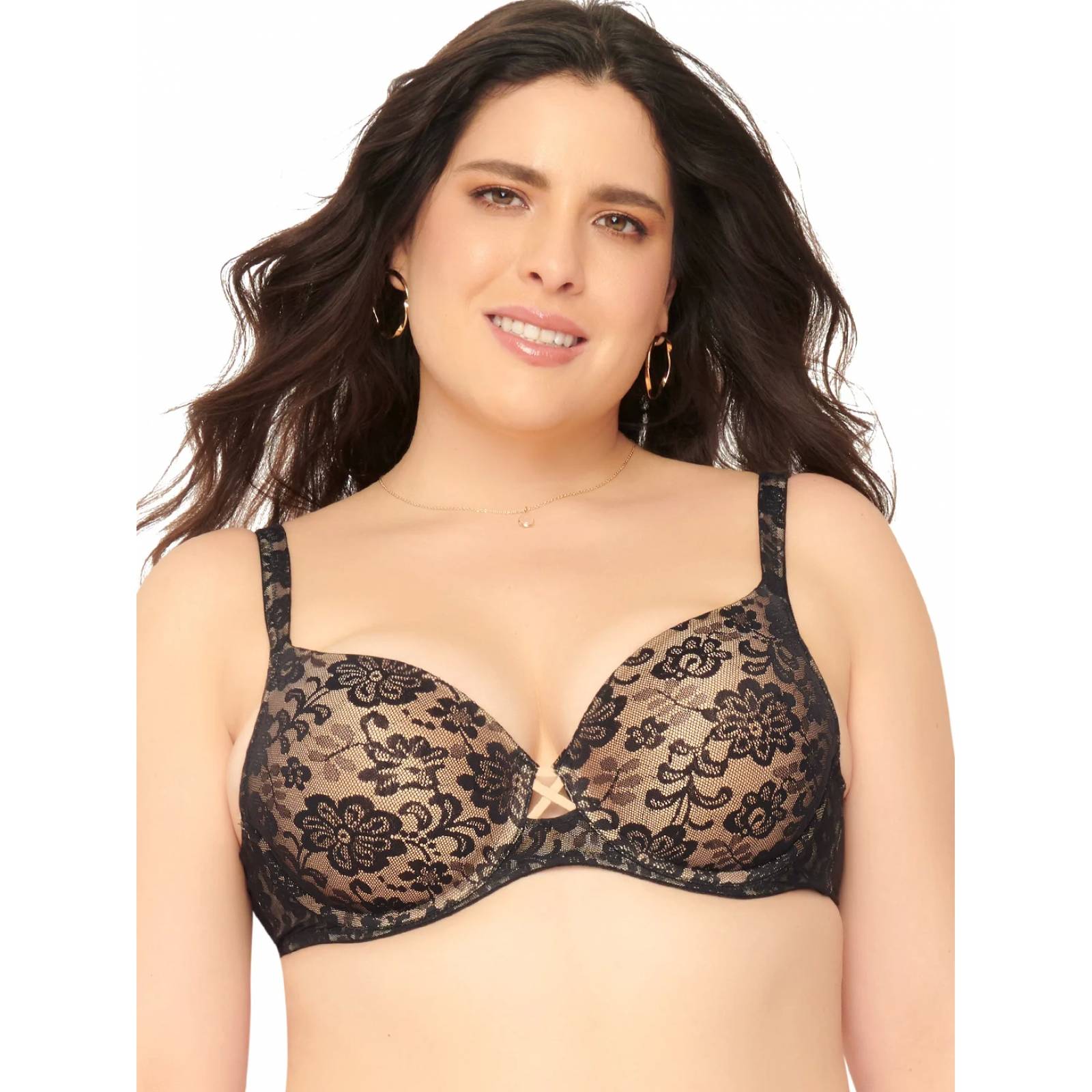 Bra copa completa Ilusión Aumenta una talla Tirantes acojinados Negro