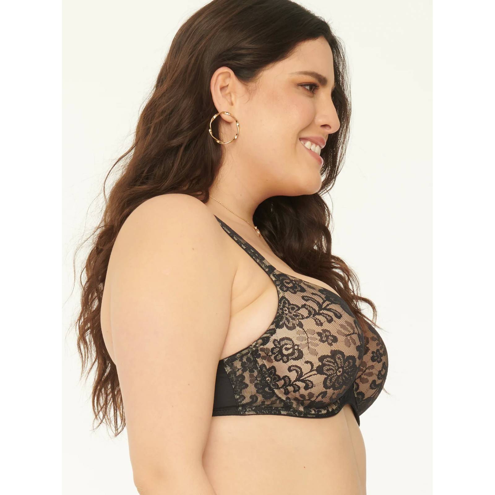 Bra copa completa Ilusión Aumenta una talla Tirantes acojinados Negro