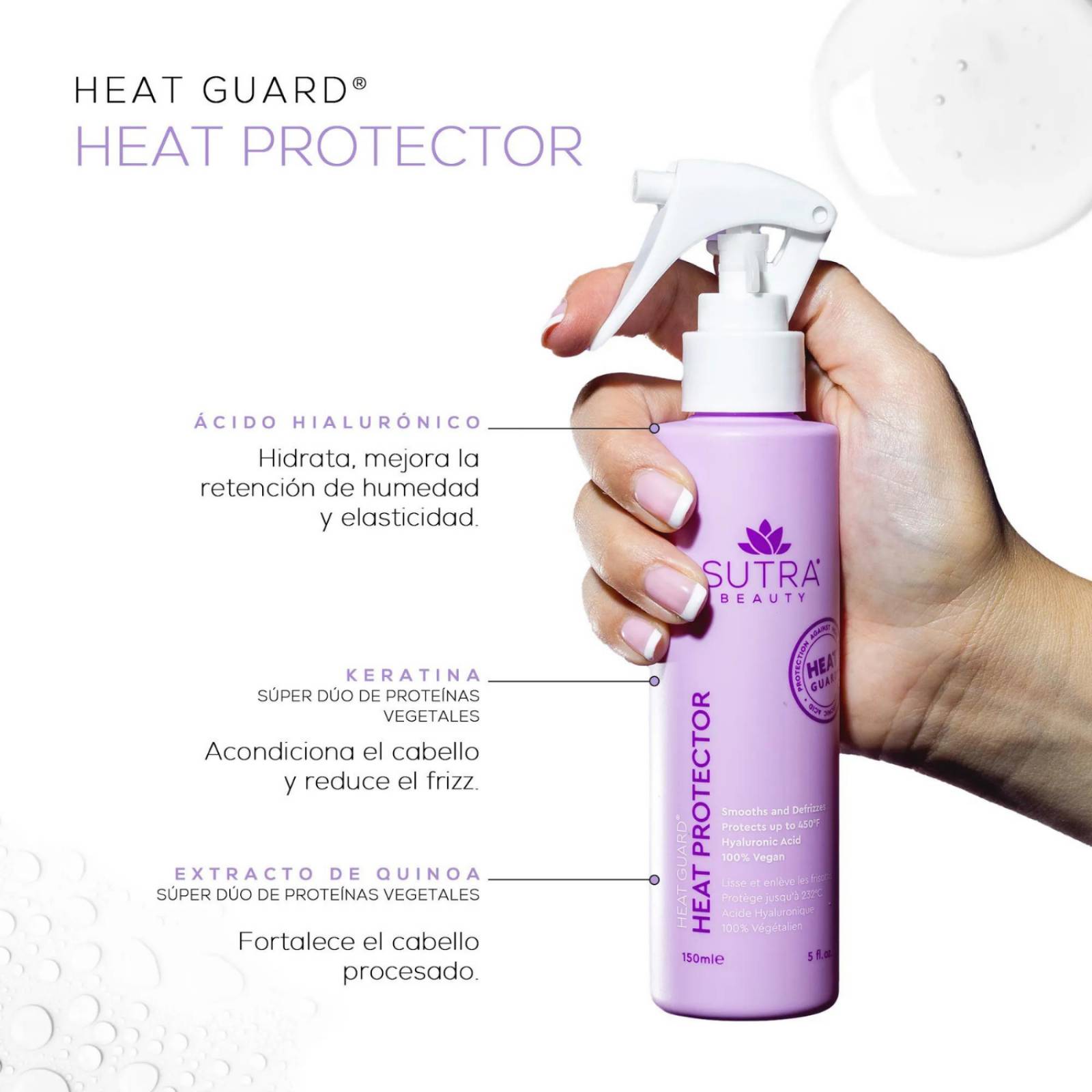 Spray Protector De Calor Para Cabello Heat Protector, Termoprotector, Cuida El Frizz De Tu Pelo, Con 