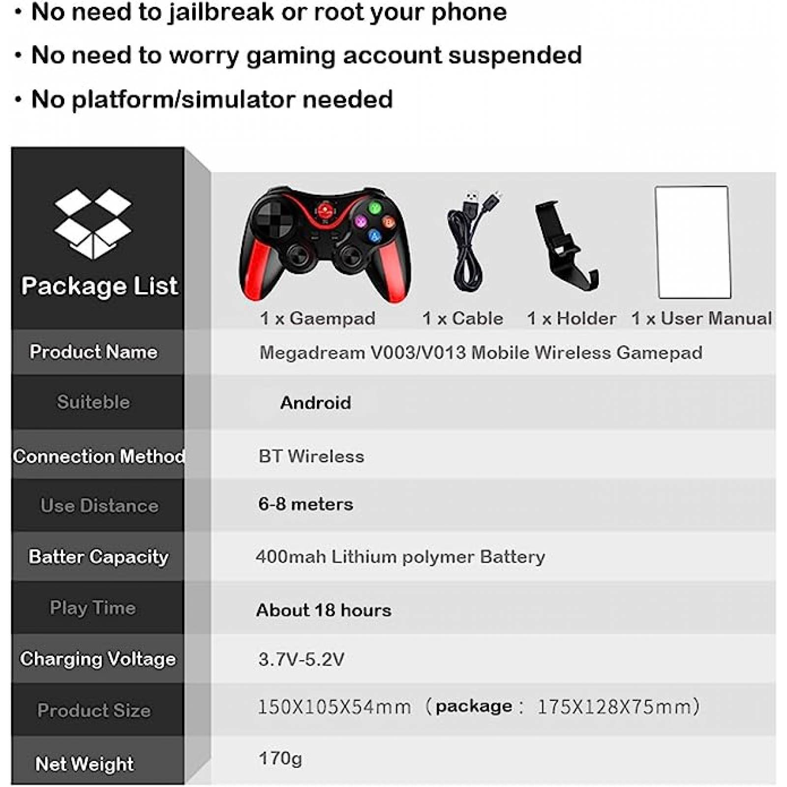 Control Gamepad Para Celular, Tablet V13