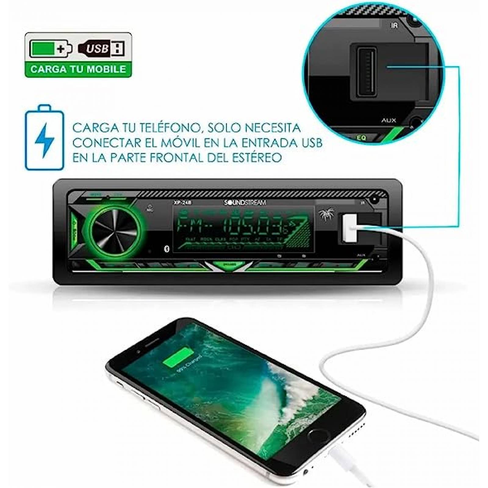 Autoestereo Soundstream Bluetooth Multicolor Usb Mp3 Vm-708B
