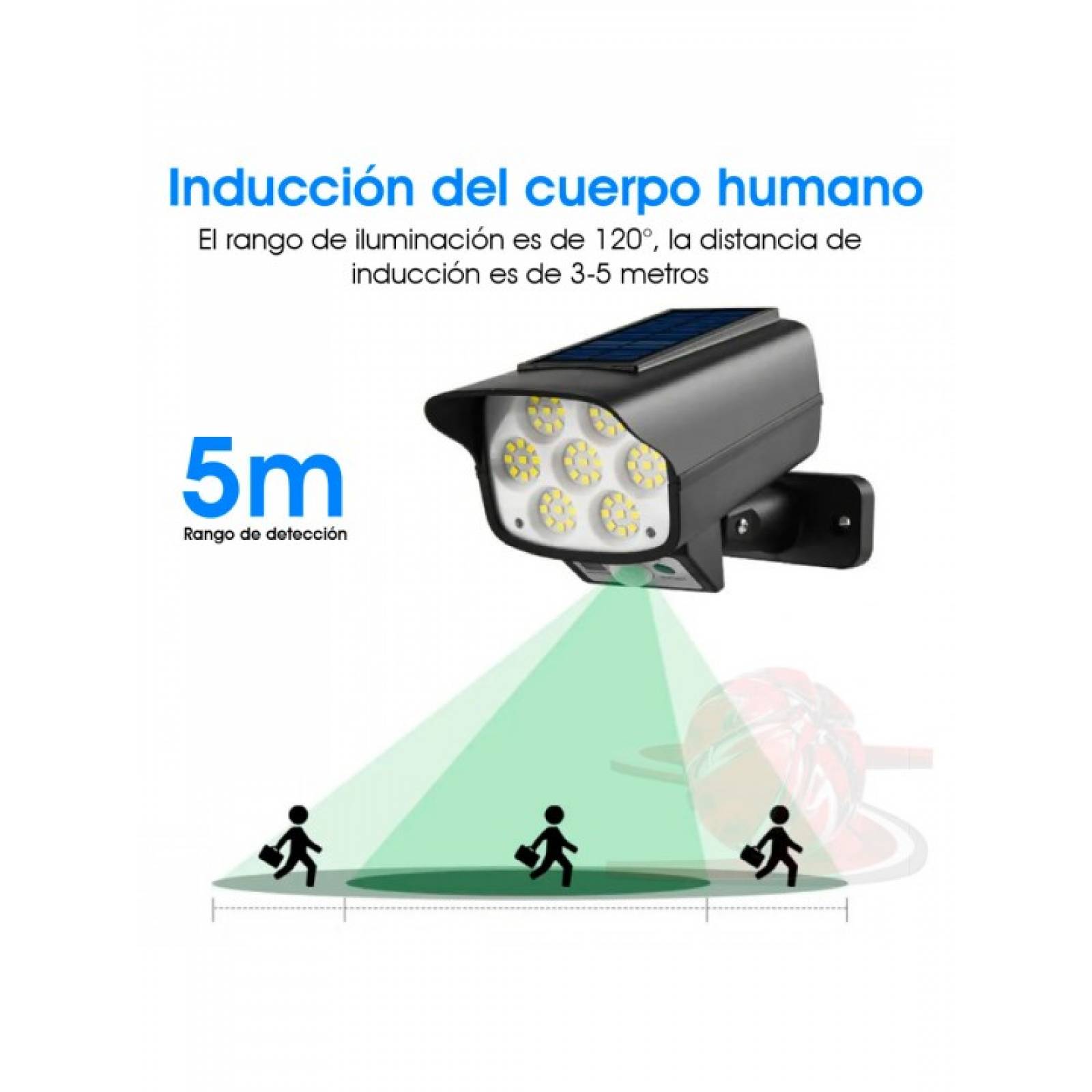 Lampara Luz Led Solar Sensor Movimiento Forma De Camara 180W