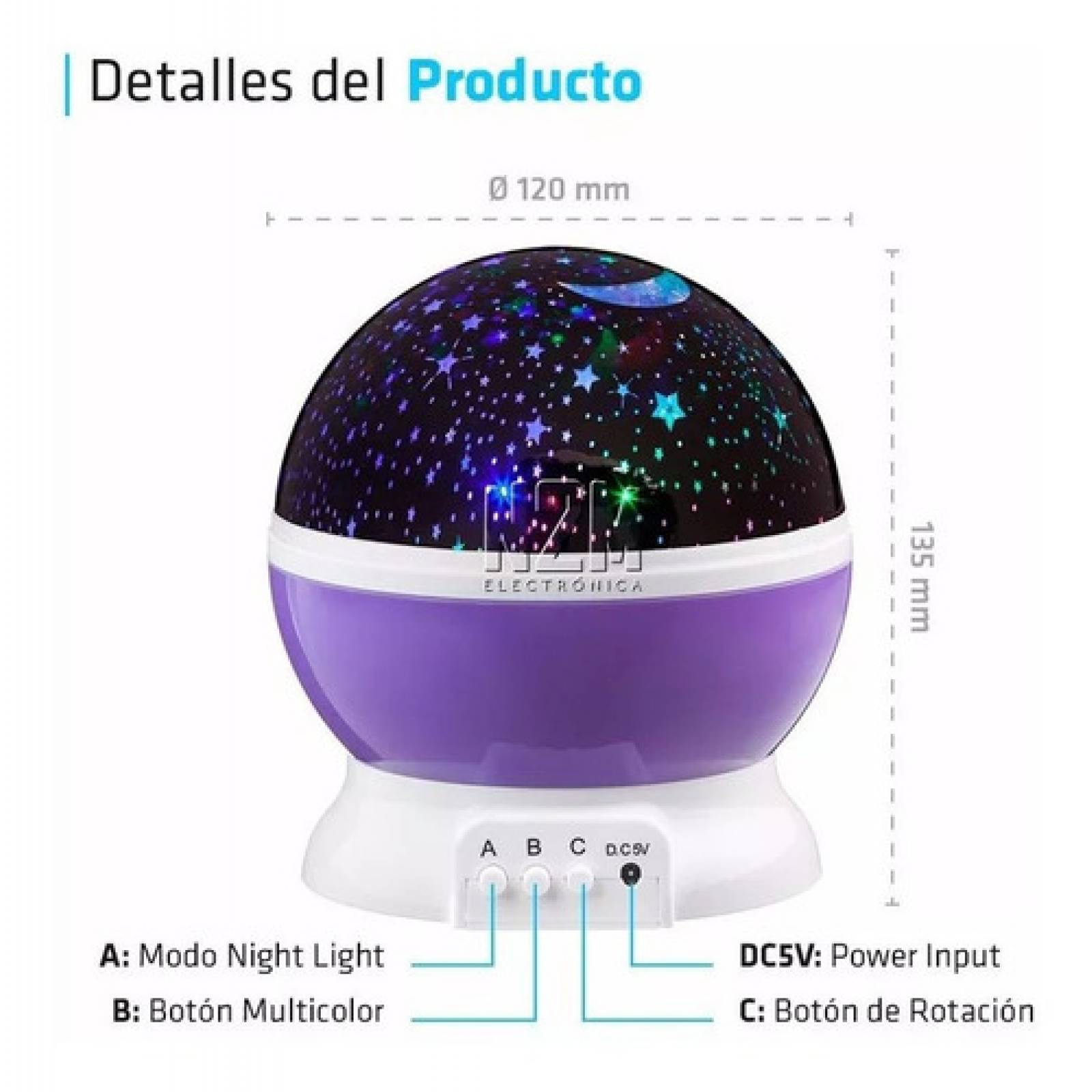 Lampara Estrellas Usb Noche Proyector Giratorio