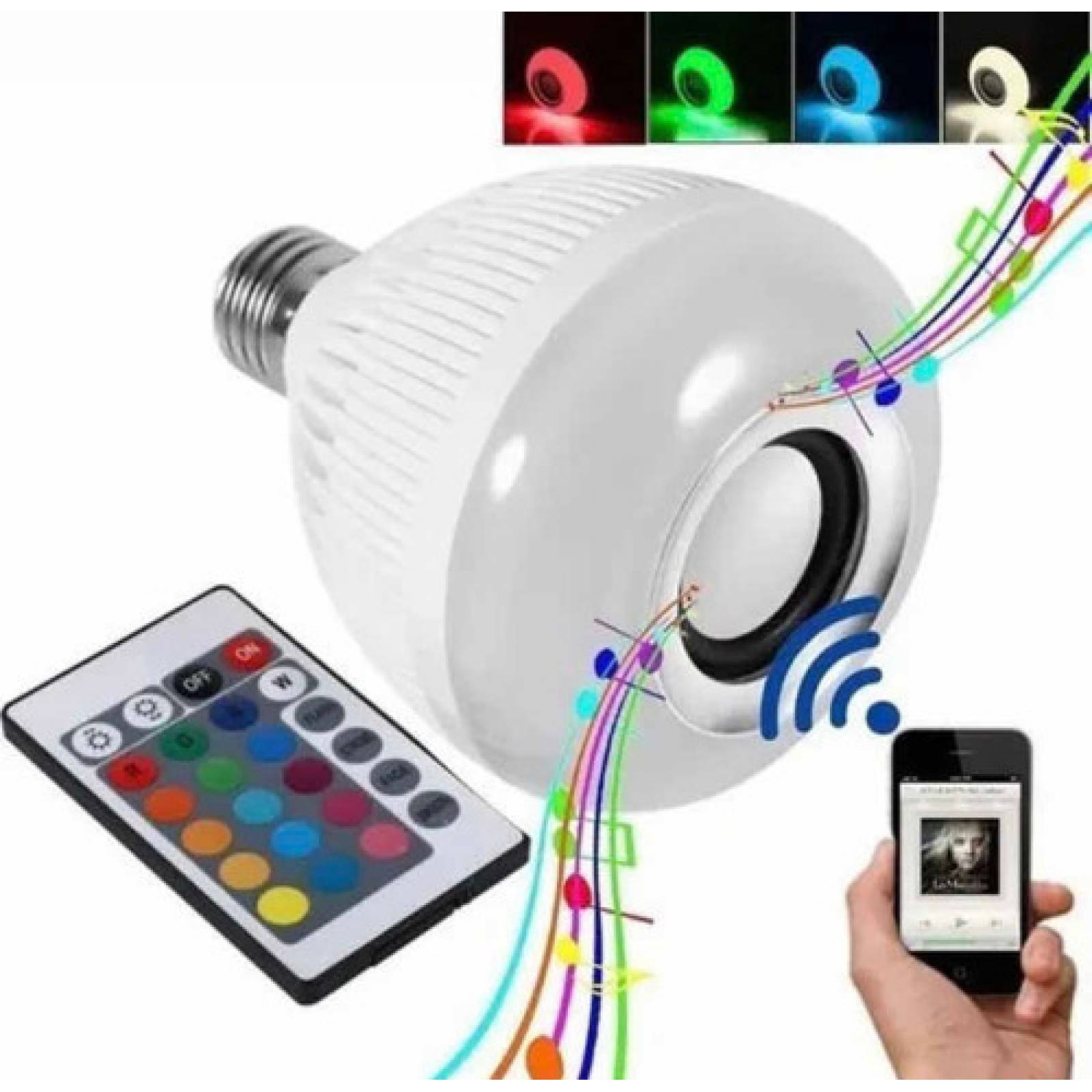 Foco Bocina Led 12W Rgb Bluetooth