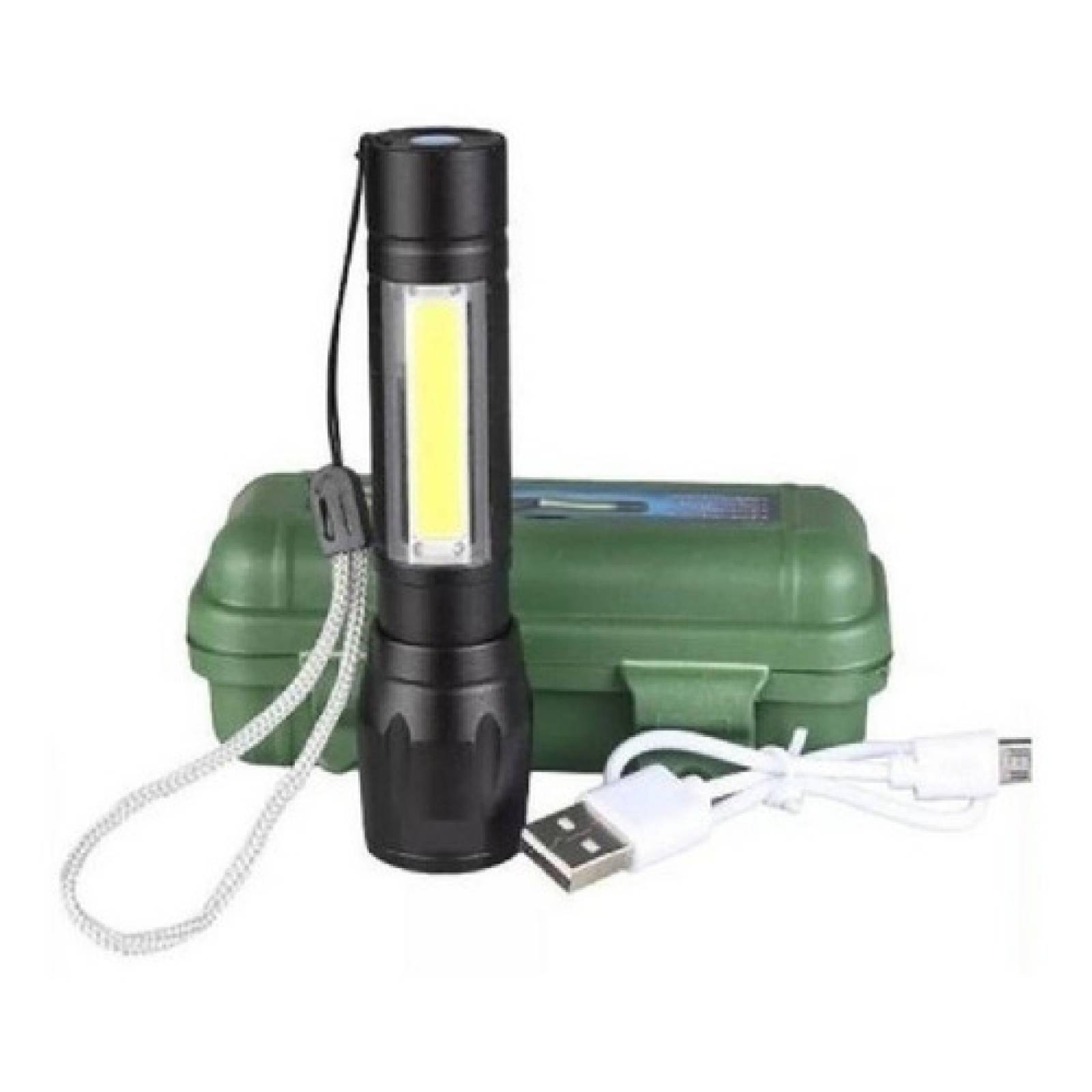 Lampara Tactica Recargable Usb Led De 2000 Lm Con Linterna Lateral 911