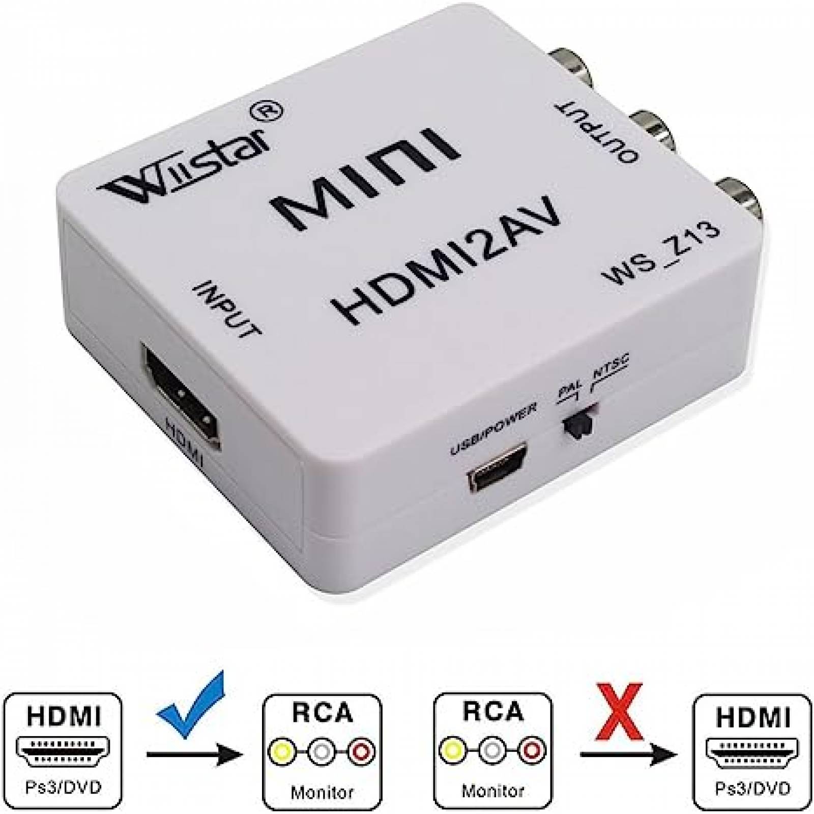 Convertidor Mini Hdmi A Rca Av Audio Video Con .19
