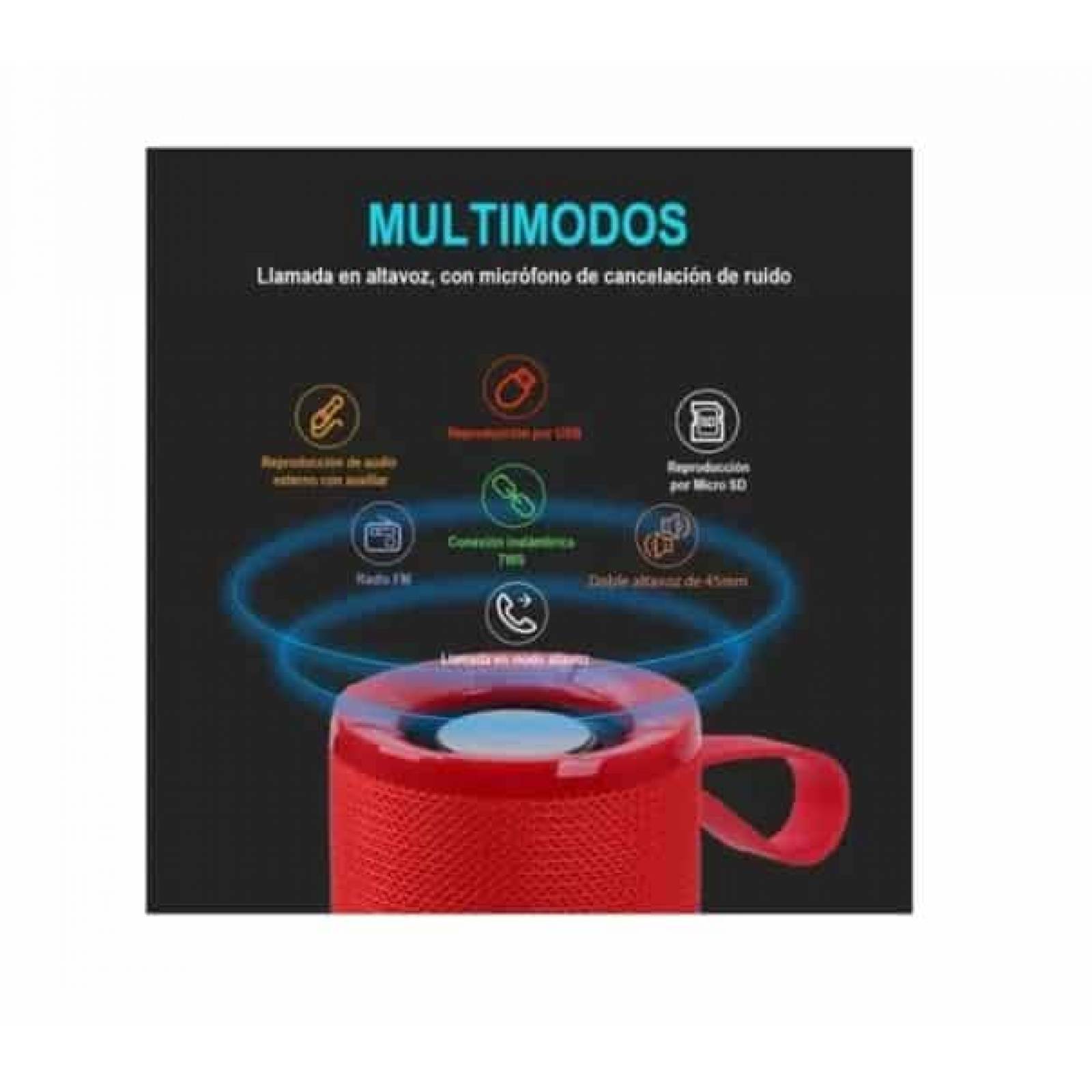 Bocina Portátil 1Hora Boc060 Negra Y Roja Lector De Tarjeta Micro Sd Fm Contesta Llamadas Entrada 3.5