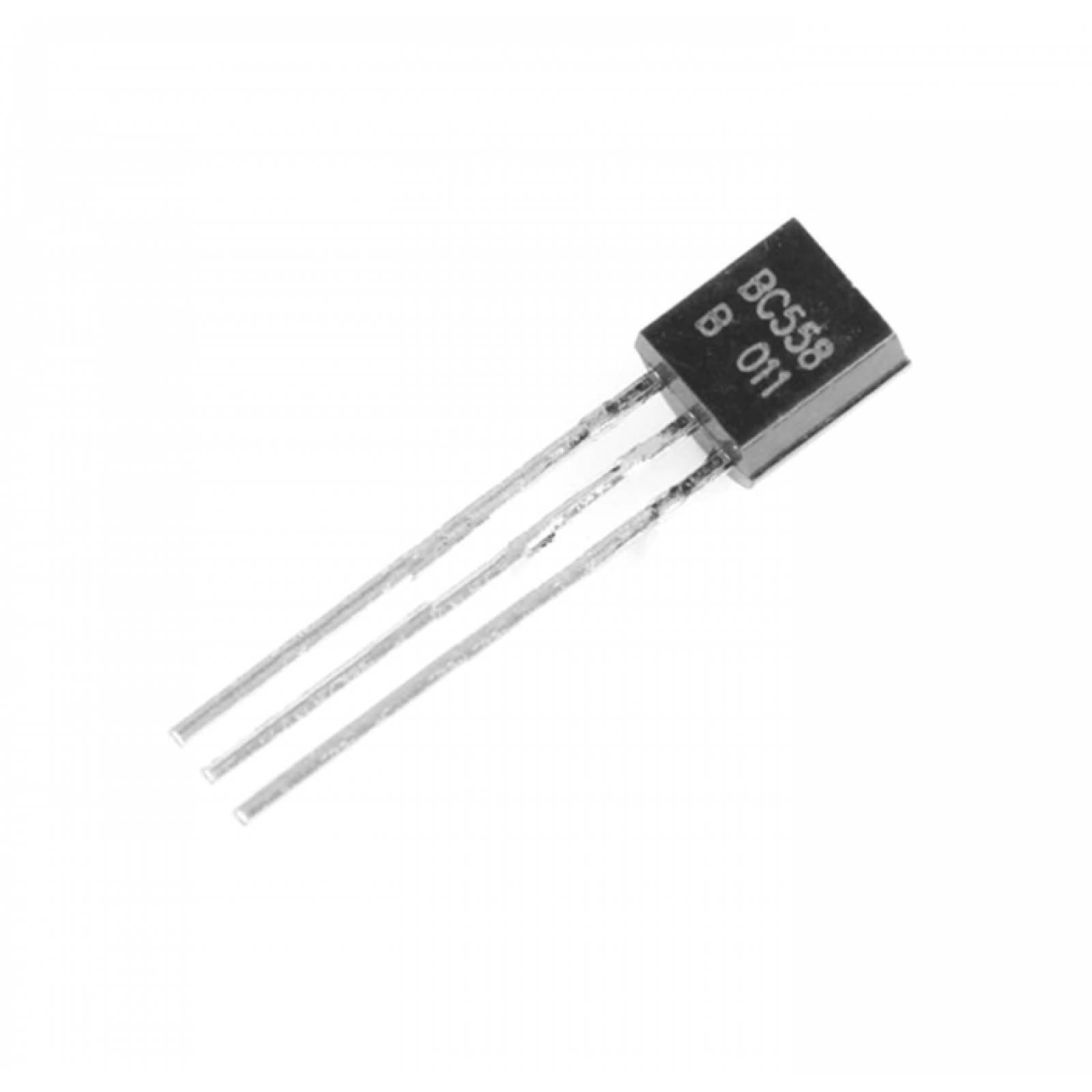 Transistor BC558 pequeña señal para características de alto voltaje y bajo ruido.