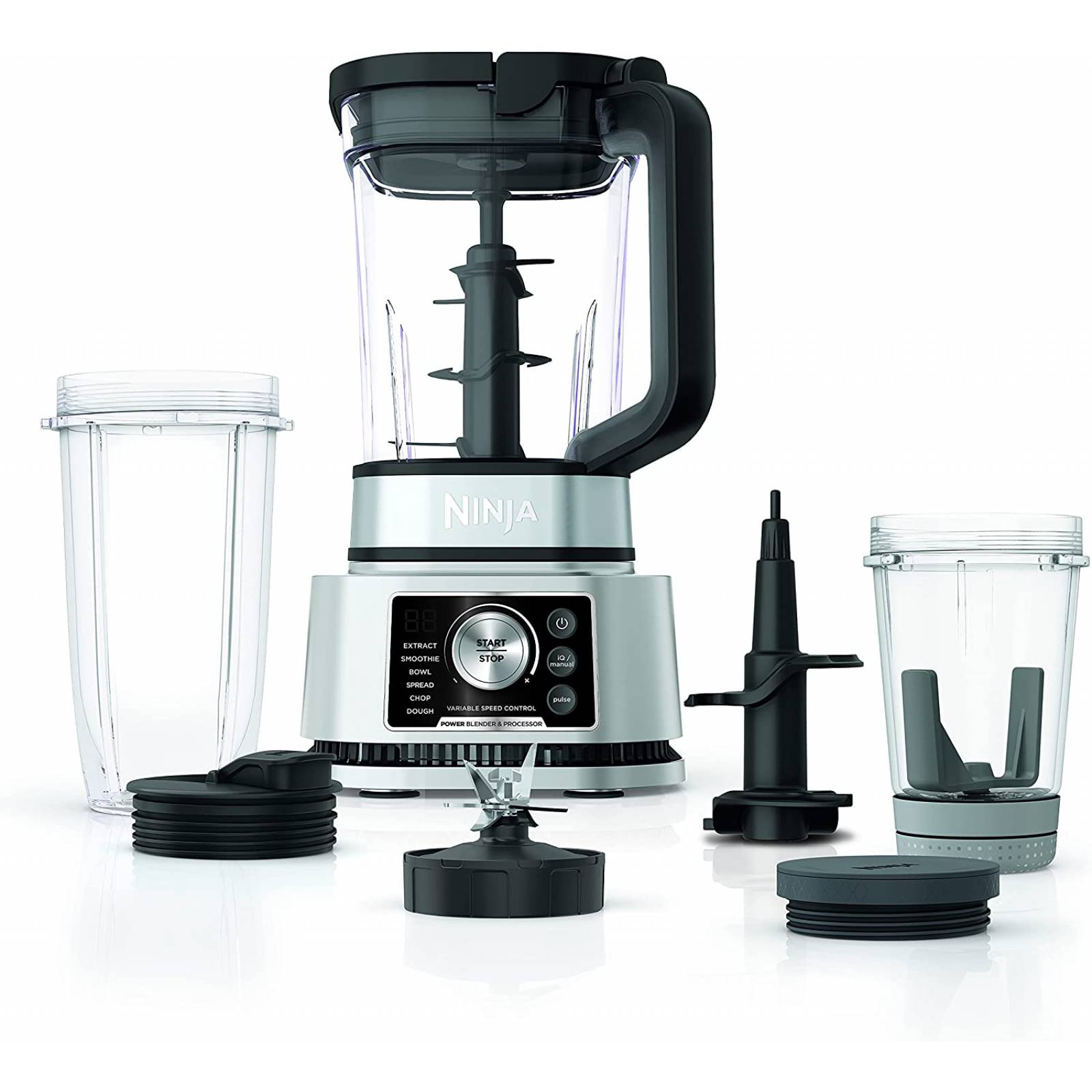 Ninja SS351 Foodi Sistema de jarra de poder, batidora 4 en 1 + procesador de alimentos, licuadora de una sola porción 1400WP smartTORQUE 6 presets Auto-iQ Renewed