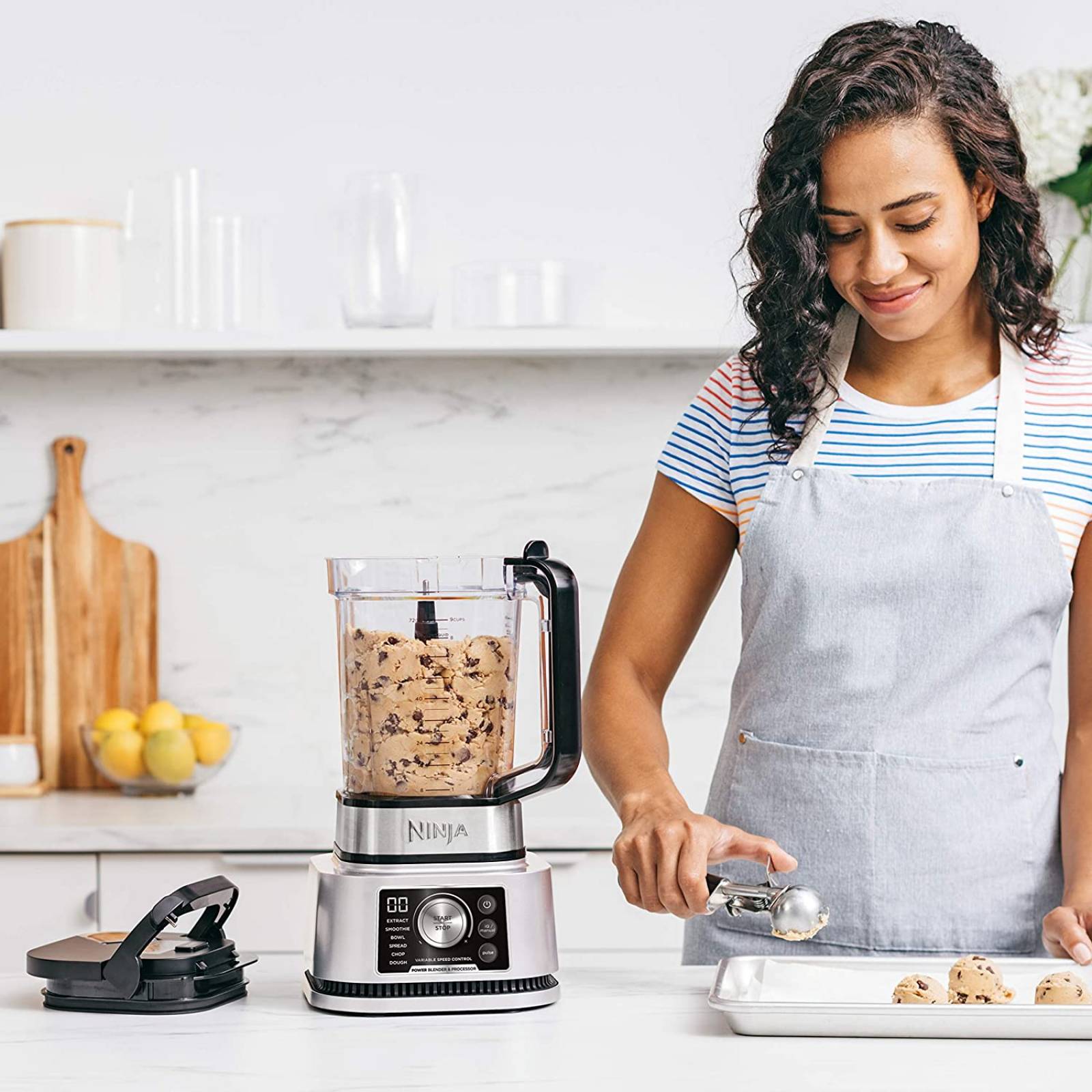 Ninja SS351 Foodi Sistema de jarra de poder, batidora 4 en 1 + procesador de alimentos, licuadora de una sola porción 1400WP smartTORQUE 6 presets Auto-iQ Renewed