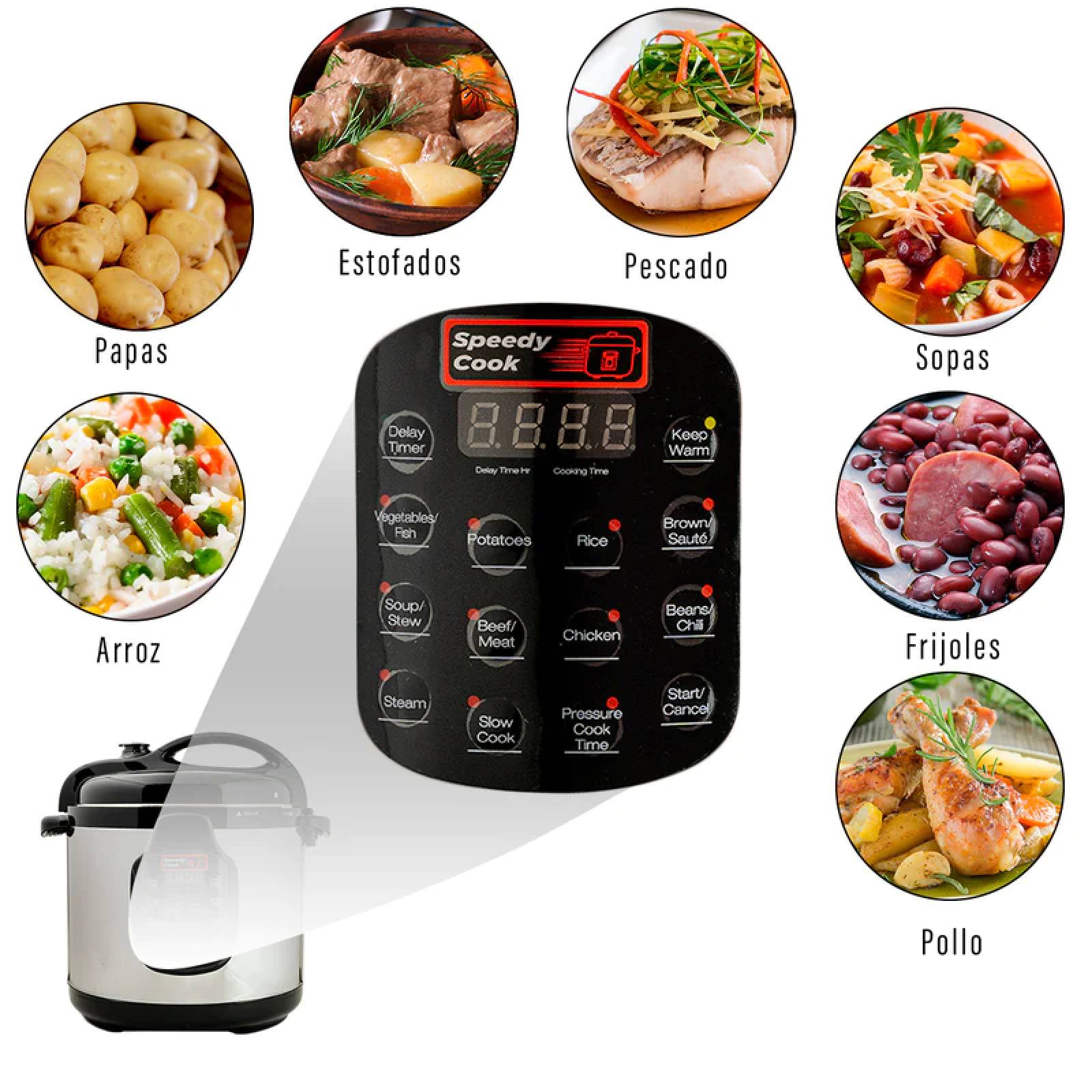 Olla Multifuncional a presion electrica 6 en 1 Pantalla digital 5.7lts Acero Inoxidable Renewed