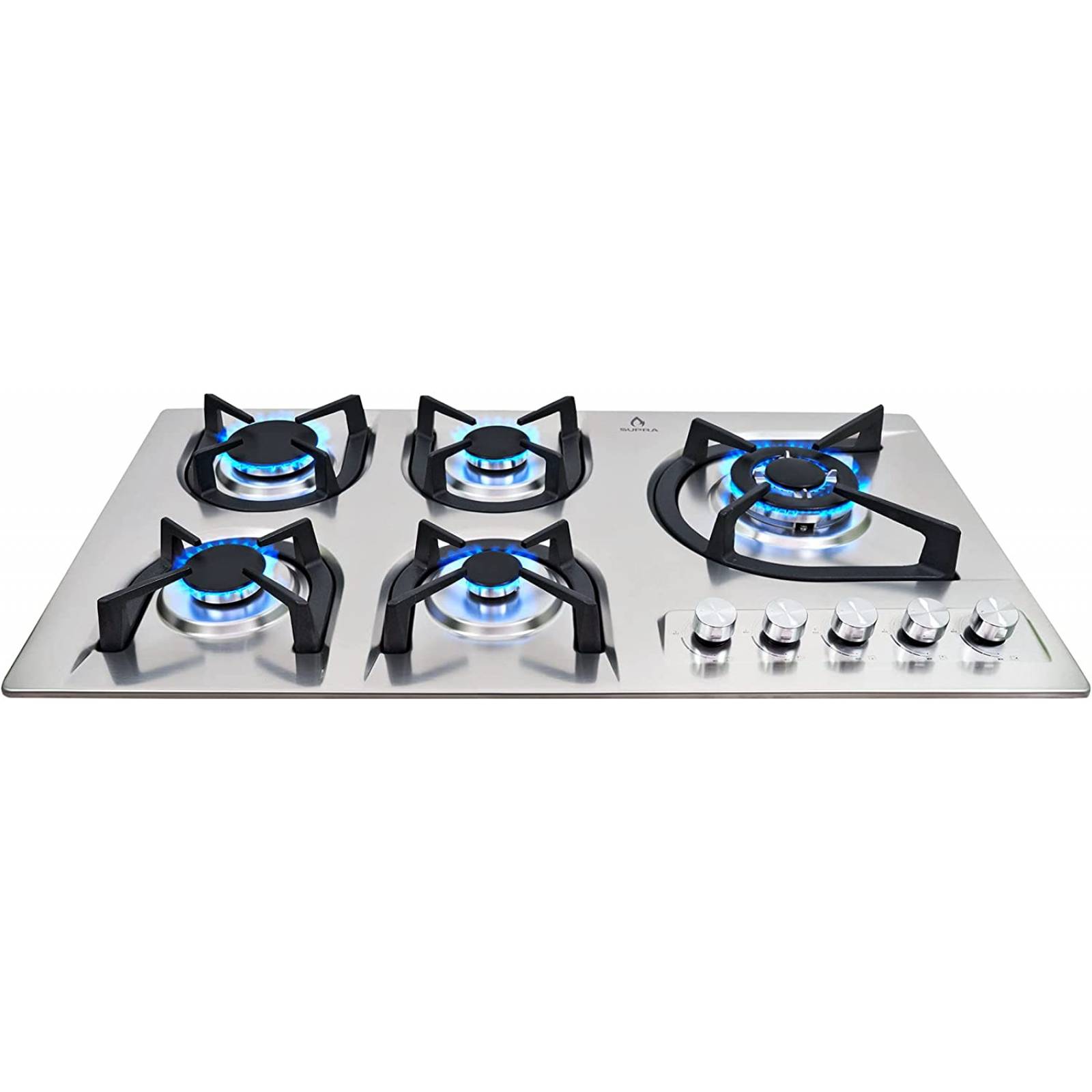 Supra 5Q-EA Parrilla de Empotrar 5 Quemadores Fabricada en Acero Inoxidable, color Acero