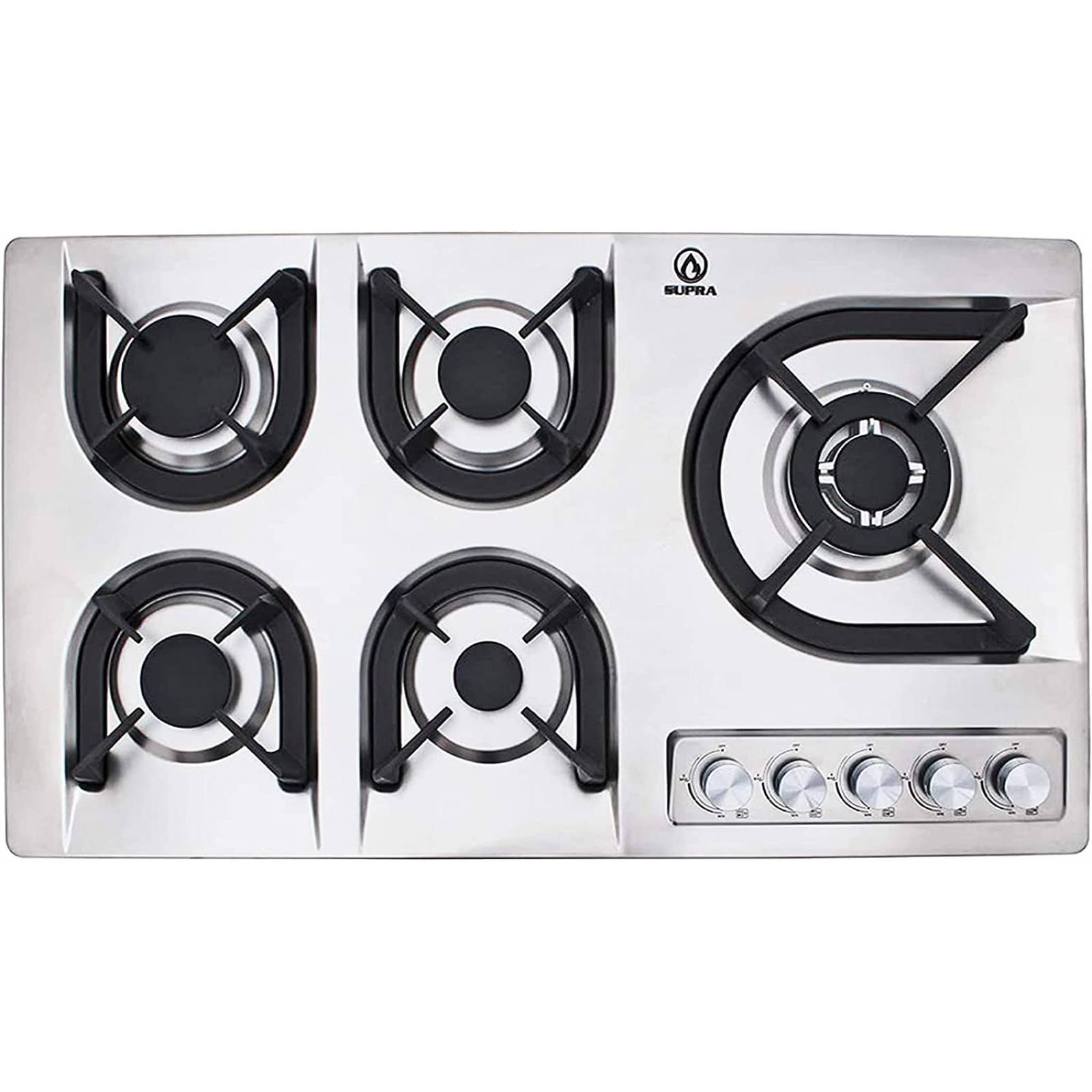 Supra 5Q-EA Parrilla de Empotrar 5 Quemadores Fabricada en Acero Inoxidable, color Acero