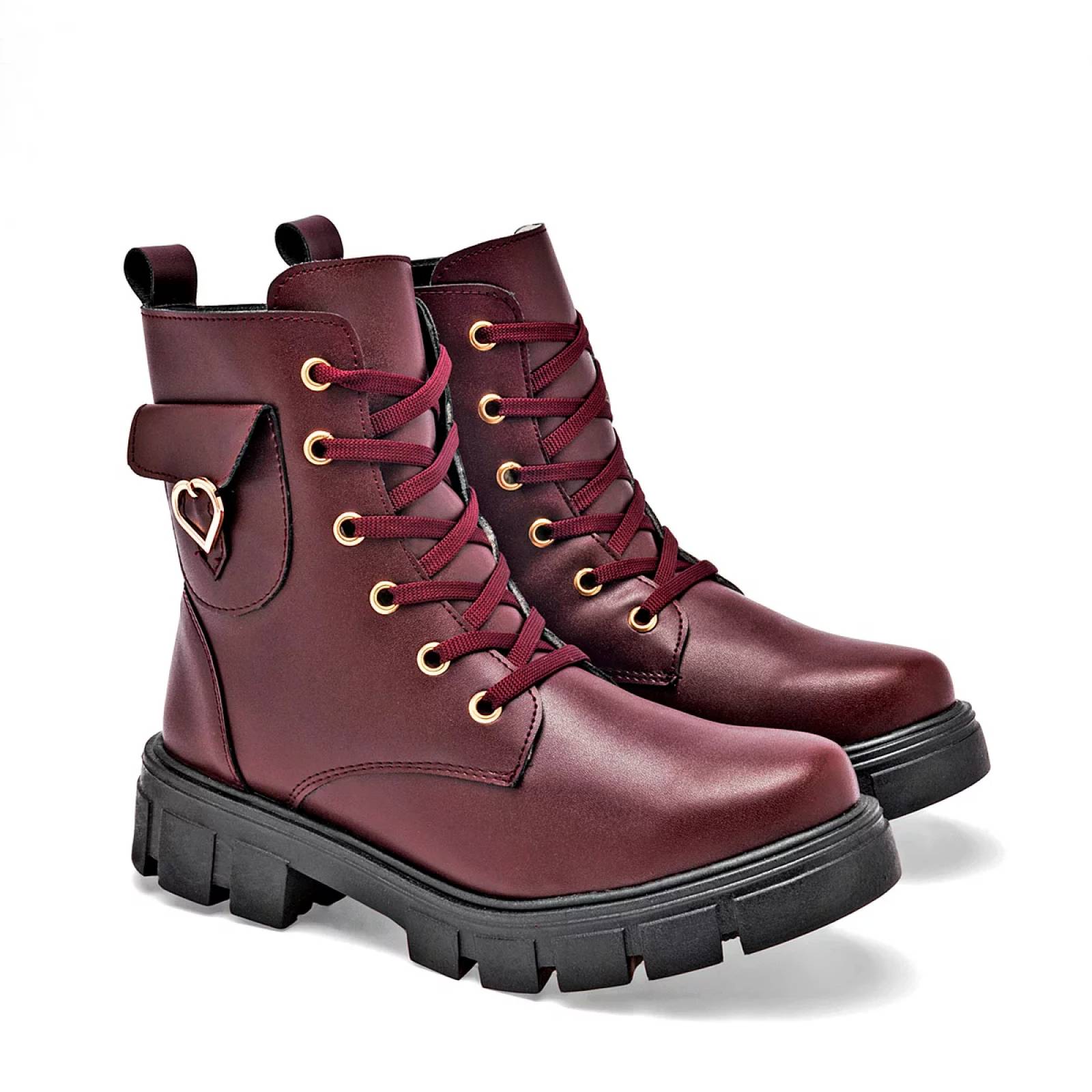 BOTA CON CIERRE CHUNKY Para Mujer Been class 17415, Color Vino CE V7