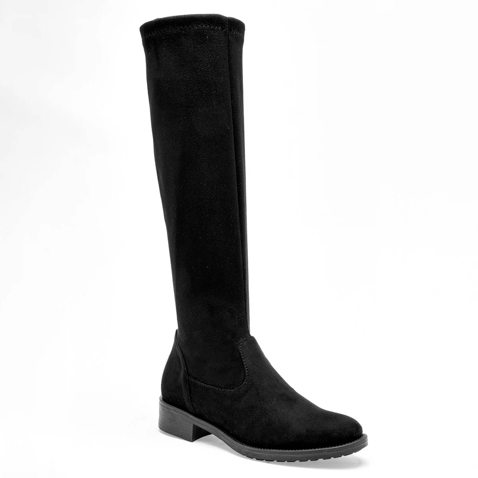 BOTA LARGA GAMUZA Para Mujer Catalina 9046, Color Negro CE V7