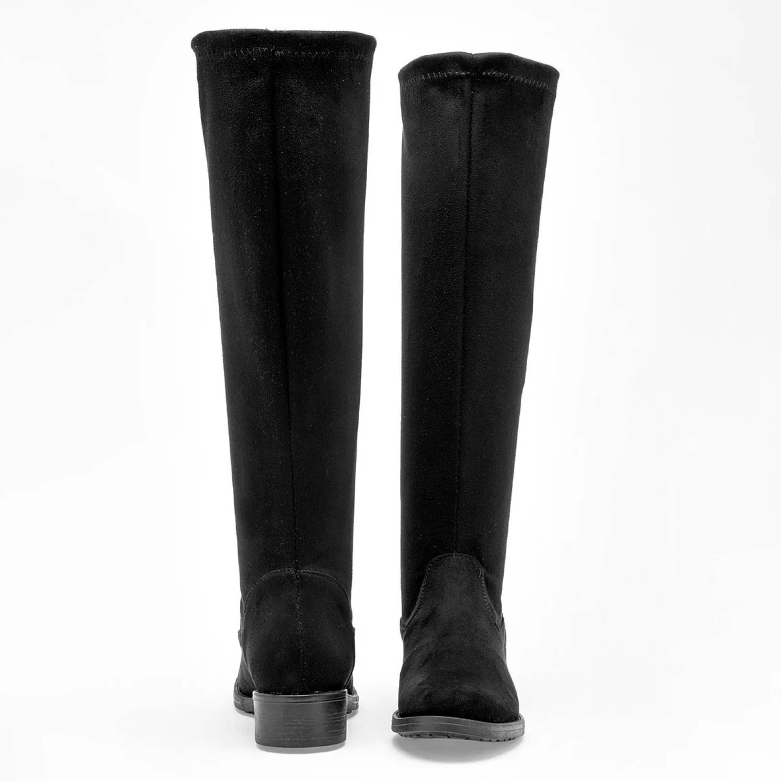 BOTA LARGA GAMUZA Para Mujer Catalina 9046, Color Negro CE V7