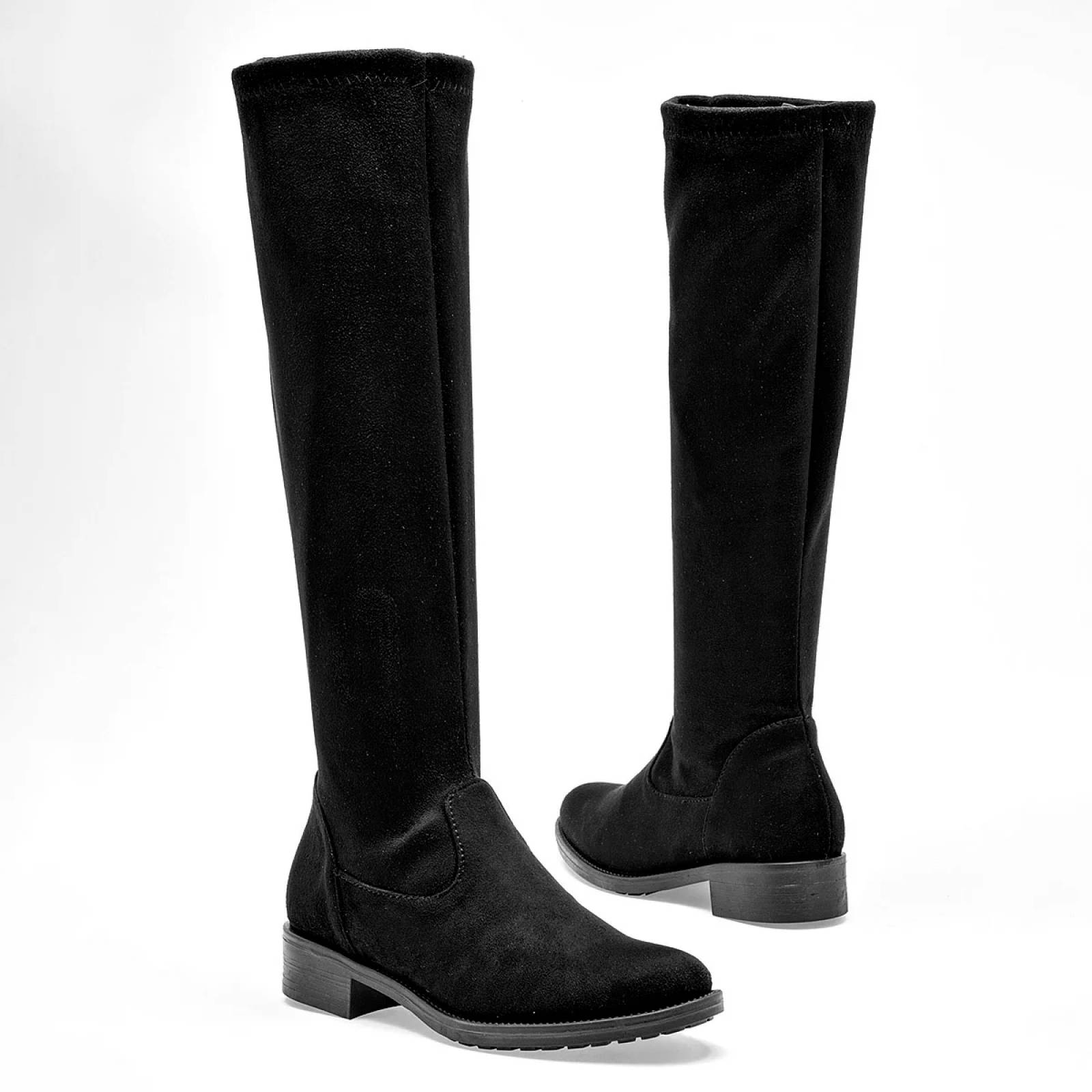 BOTA LARGA GAMUZA Para Mujer Catalina 9046, Color Negro CE V7