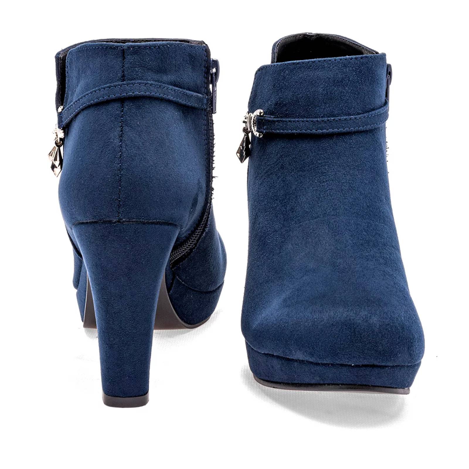 BOTIN GAMUZA CON CIERRE Para Mujer Dcristian 787, Color Marino CE V7