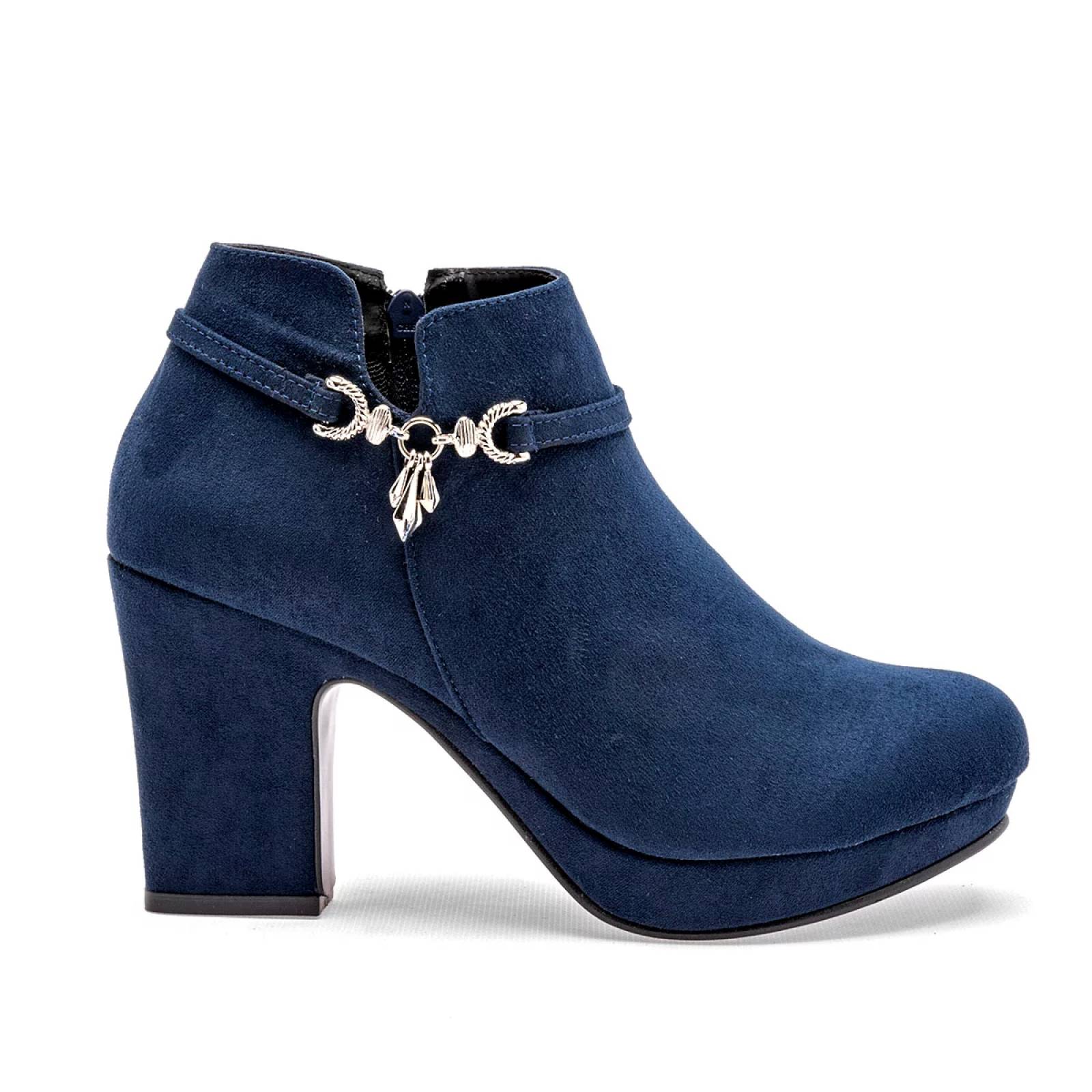 BOTIN GAMUZA CON CIERRE Para Mujer Dcristian 787, Color Marino CE V7
