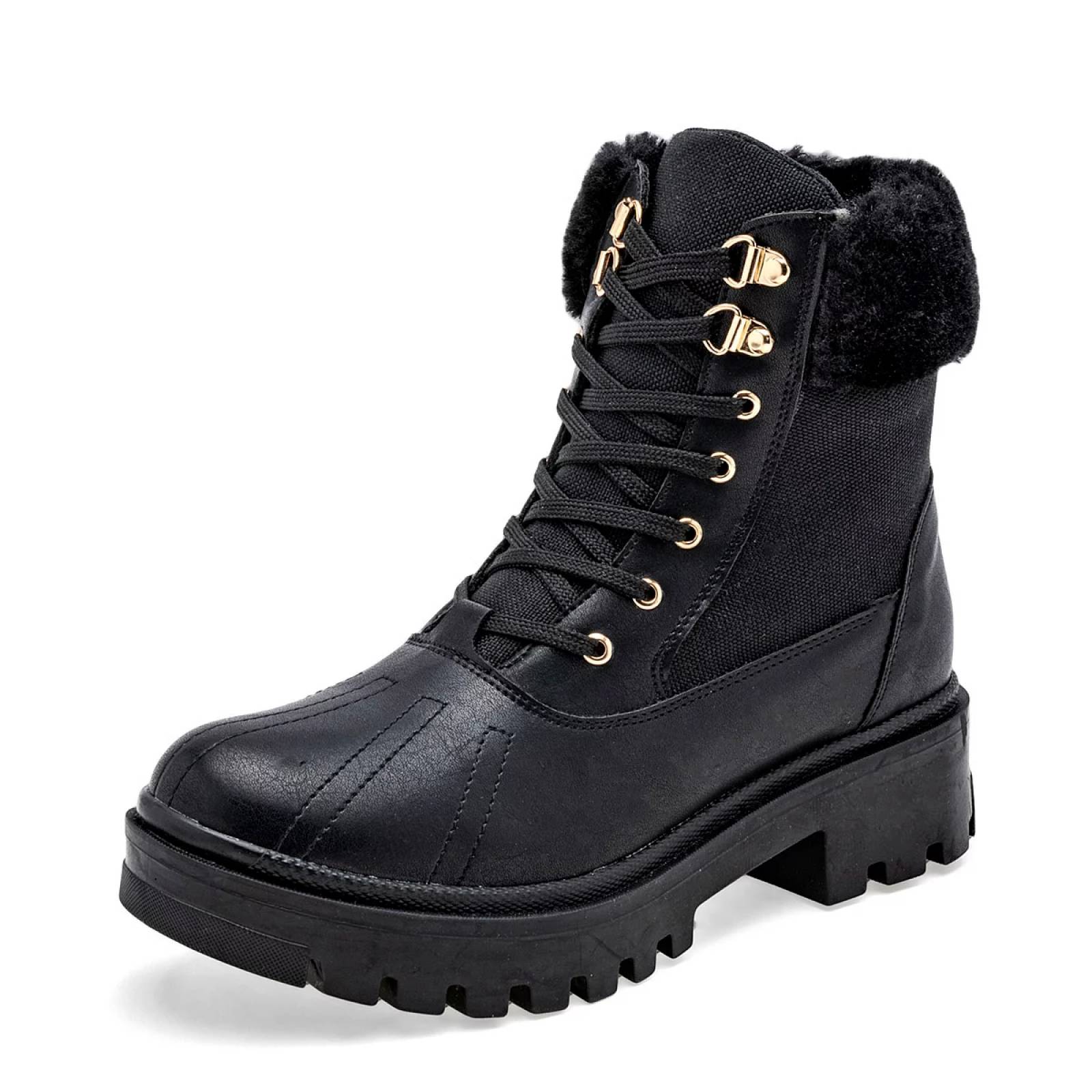 BOTA CHUNKY CON PELUCHE Y AGUJETA Para Mujer Lady one NA1200, Color Negro CE V7