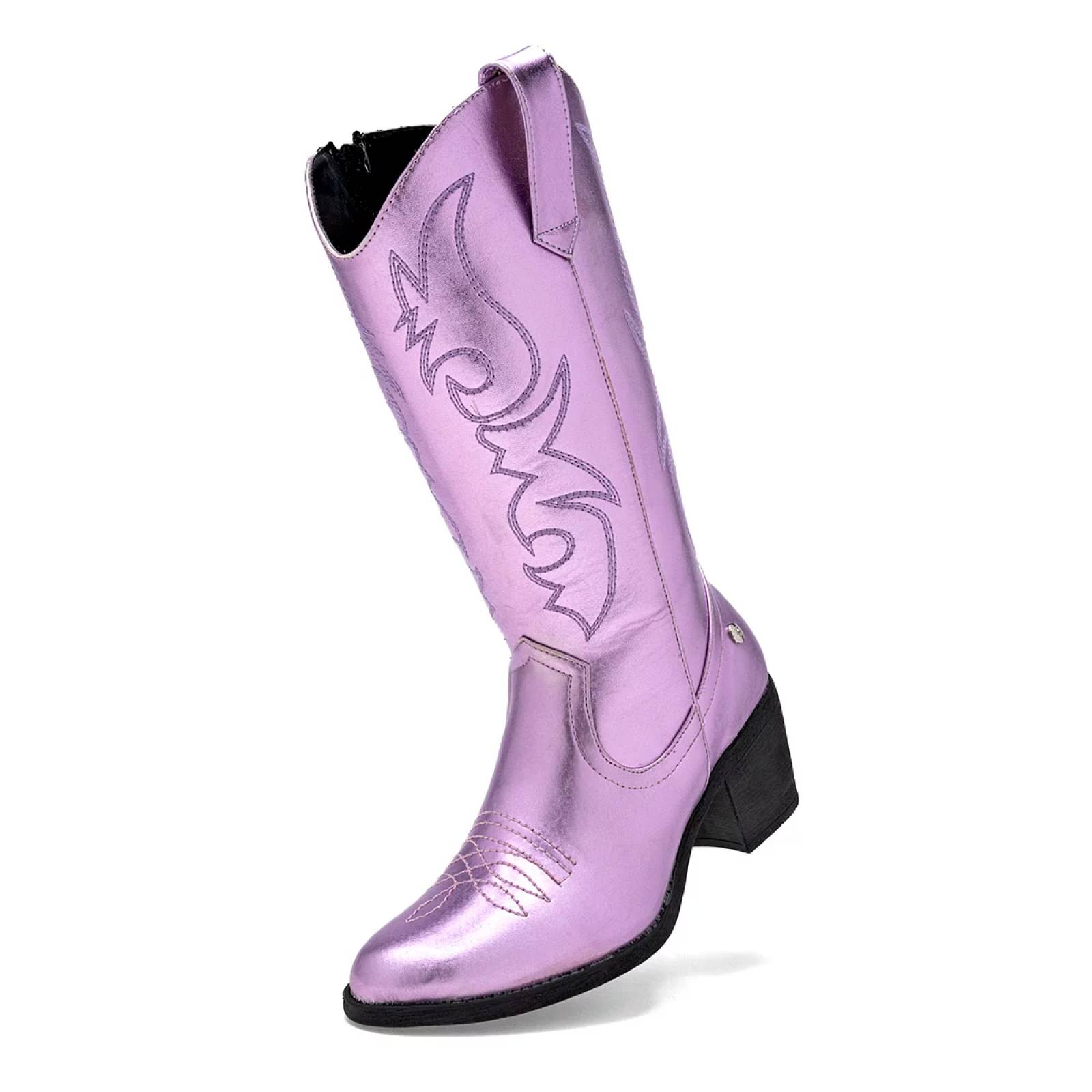 BOTA VAQUERA METALICA Para Mujer Moramora 110888, Color Rosa CE V7