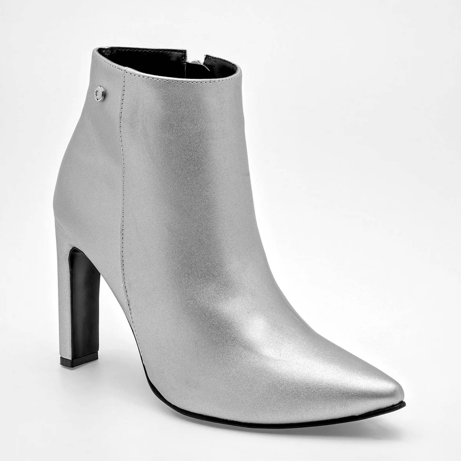 BOTIN DE PUNTA CON CIERRE Para Mujer Moramora 19521700, Color Gris CE V7