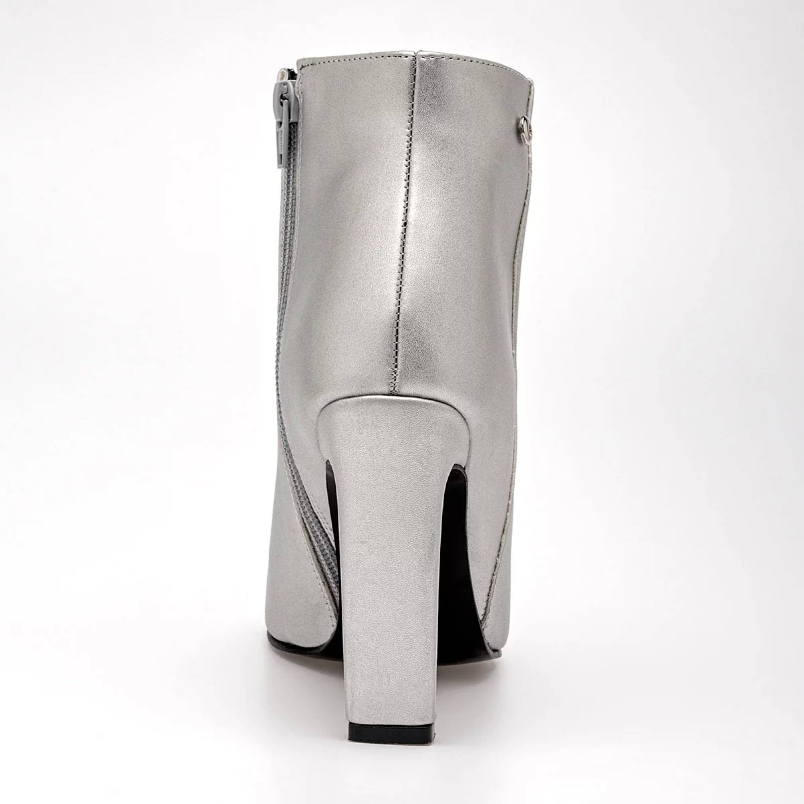 BOTIN DE PUNTA CON CIERRE Para Mujer Moramora 19521700, Color Gris CE V7