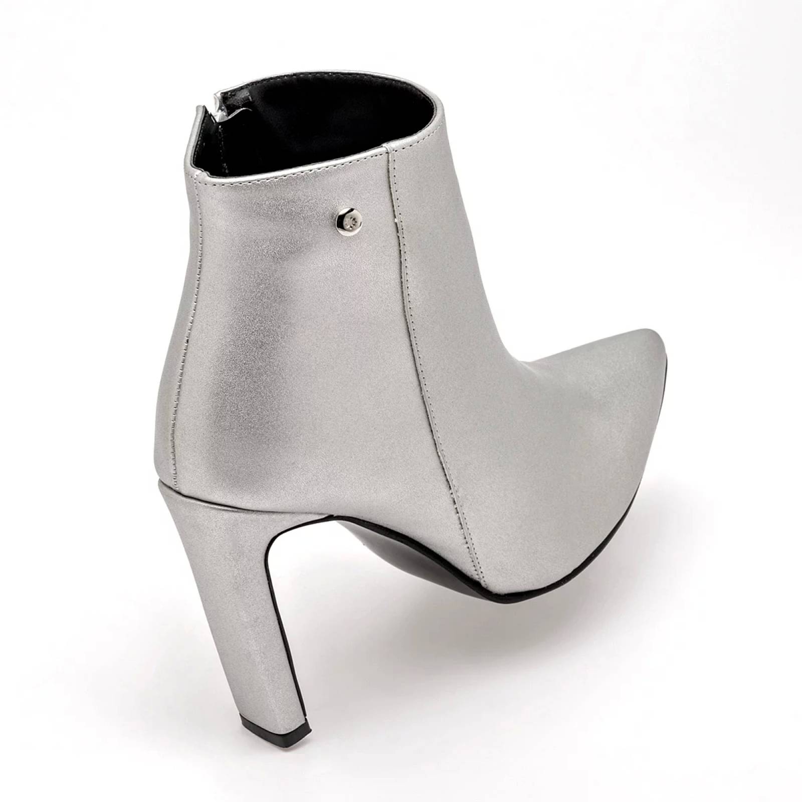 BOTIN DE PUNTA CON CIERRE Para Mujer Moramora 19521700, Color Gris CE V7