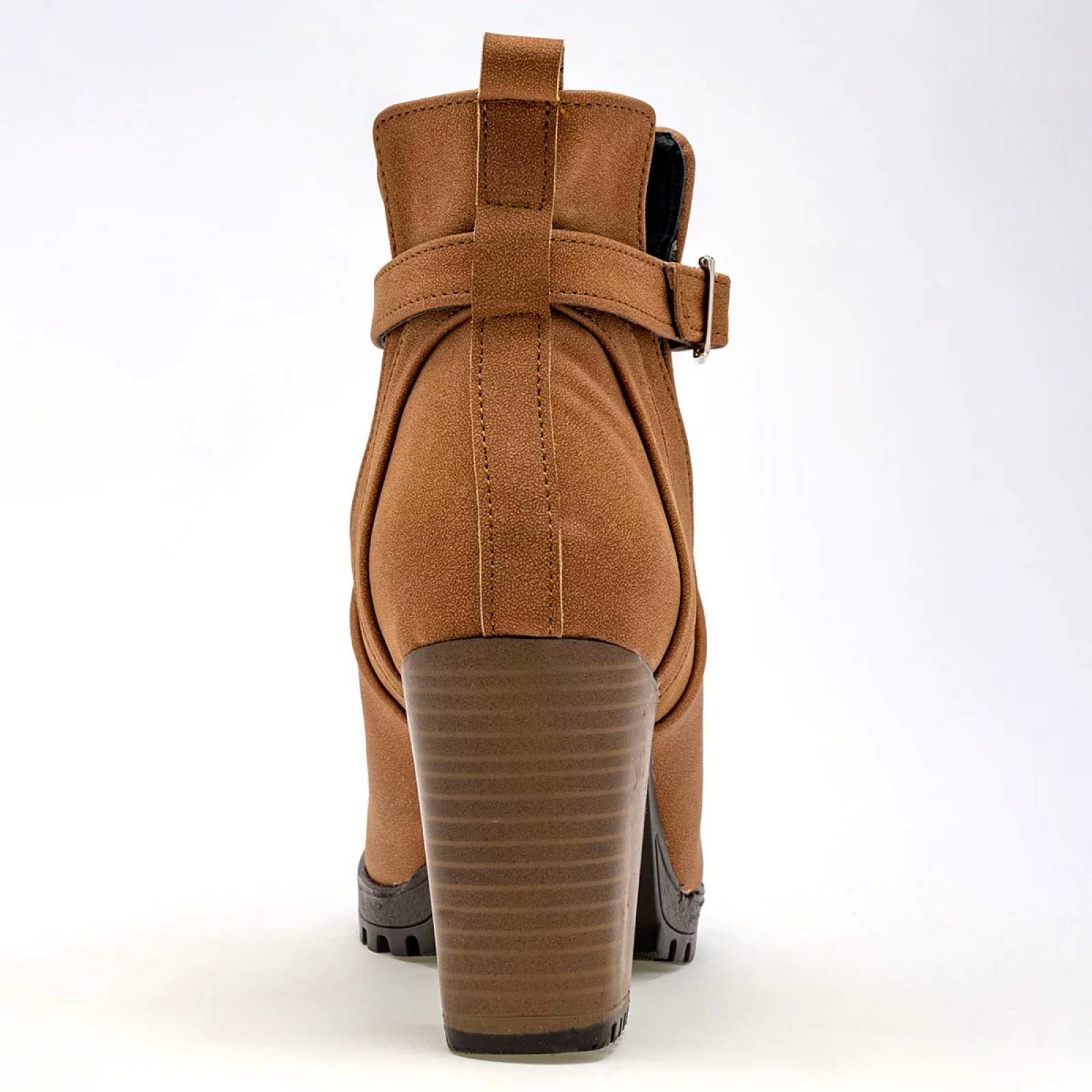 BOTA GAMUZA CON HEBILLA Para Mujer Moramora 2011042, Color CAMEL CE V7