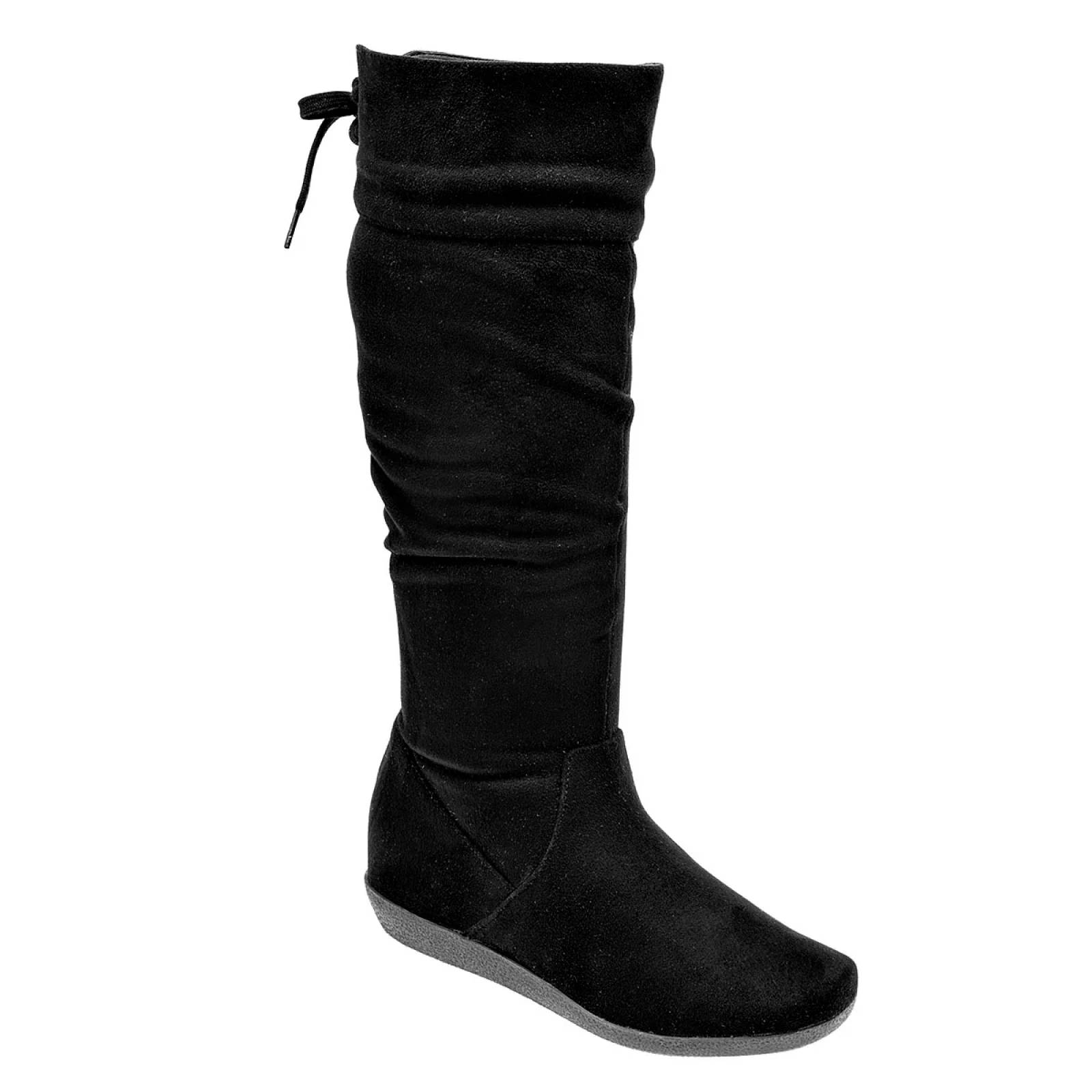 BOTA LARGA GAMUZA Para Mujer Via victoria 9092, Color Negro CE V7