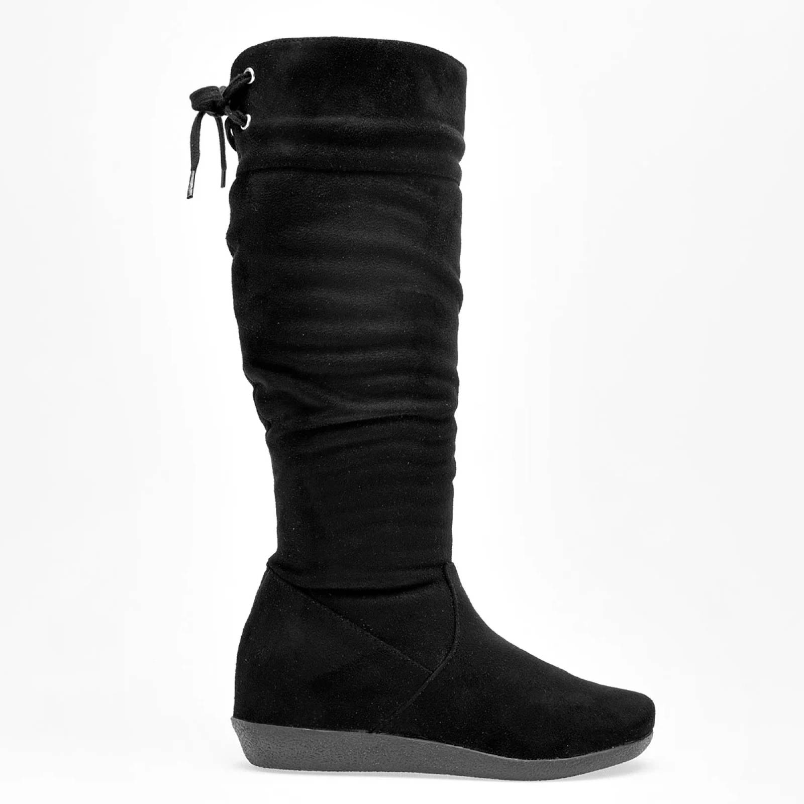 BOTA LARGA GAMUZA Para Mujer Via victoria 9092, Color Negro CE V7