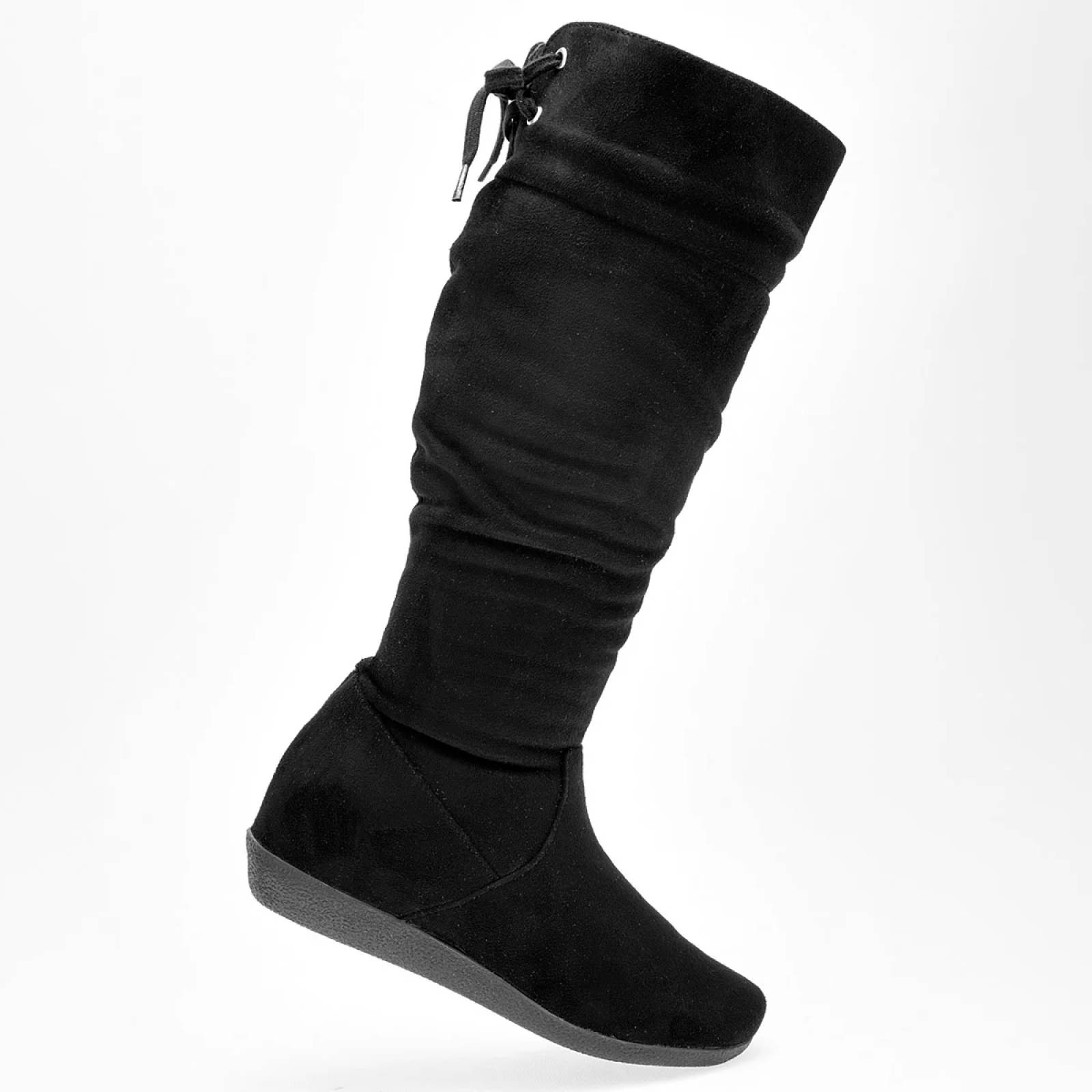 BOTA LARGA GAMUZA Para Mujer Via victoria 9092, Color Negro CE V7