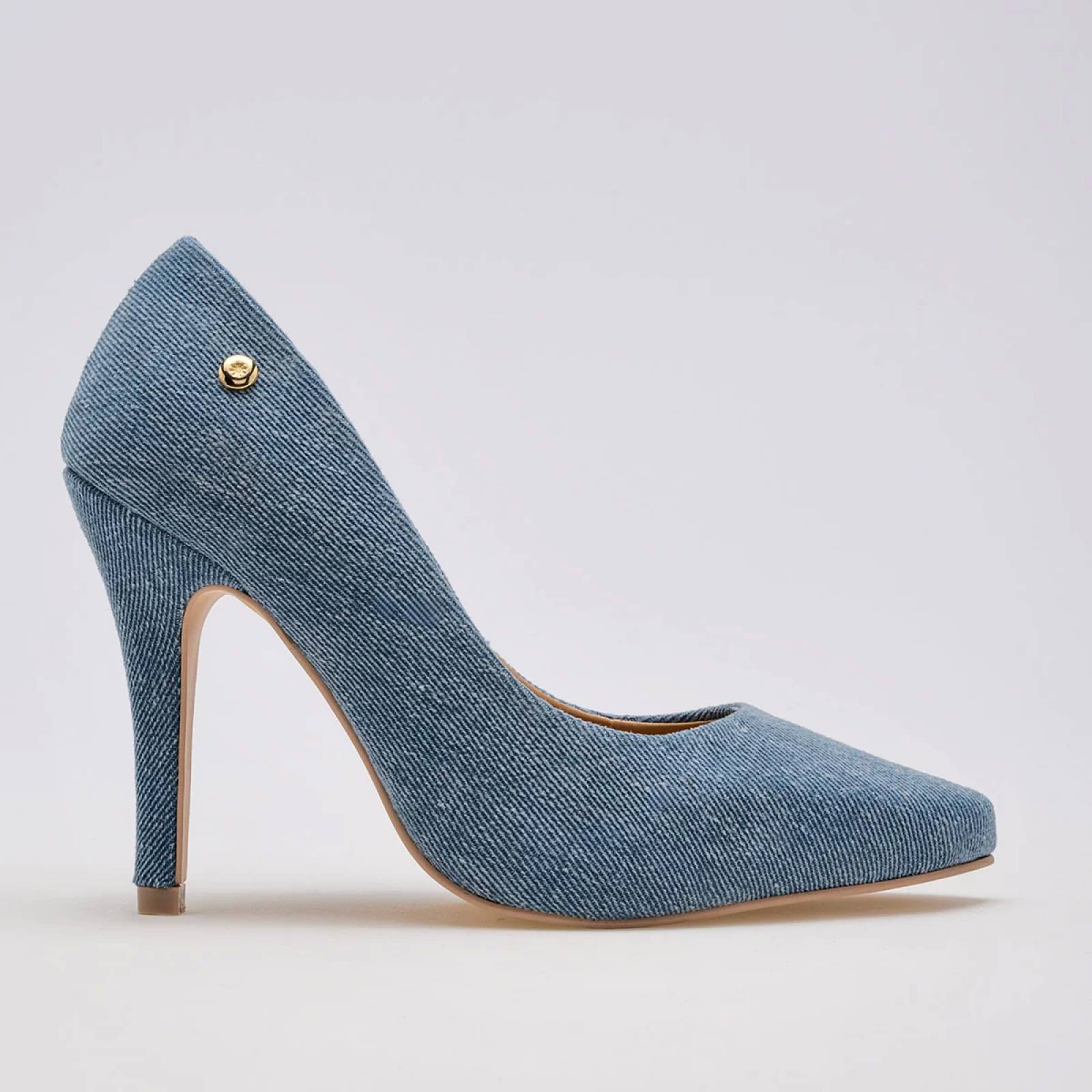 ZAPATILLA DE PUNTA CON TACON AGUJA Para Mujer Moramora 114441213, Color Azul CE V7