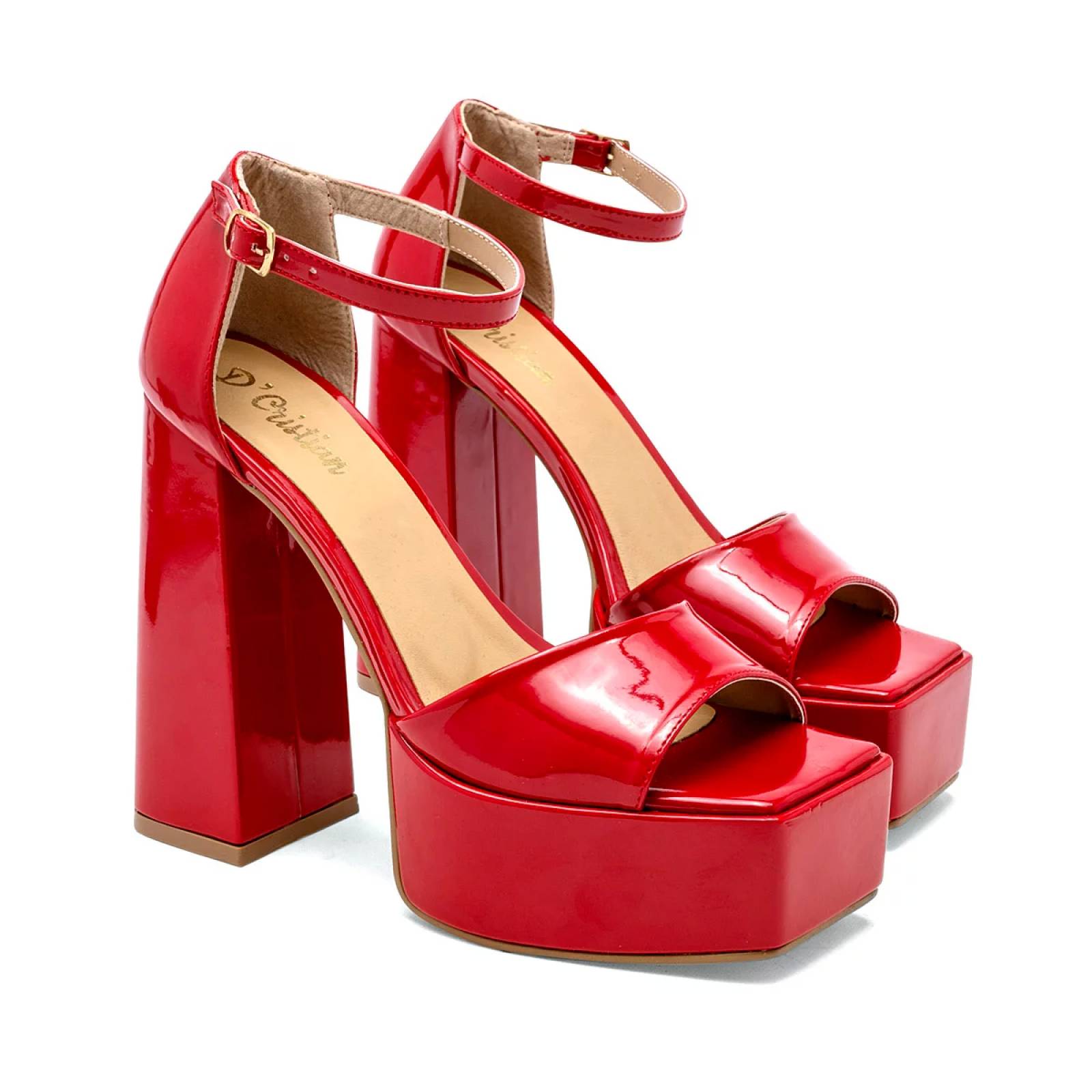 ZAPATILLA PUNTA CUADRADA Para Mujer Dcristian 1112, Color Rojo CE V7