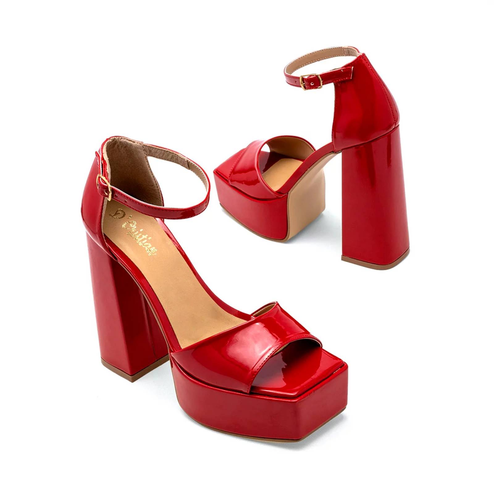 ZAPATILLA PUNTA CUADRADA Para Mujer Dcristian 1112, Color Rojo CE V7